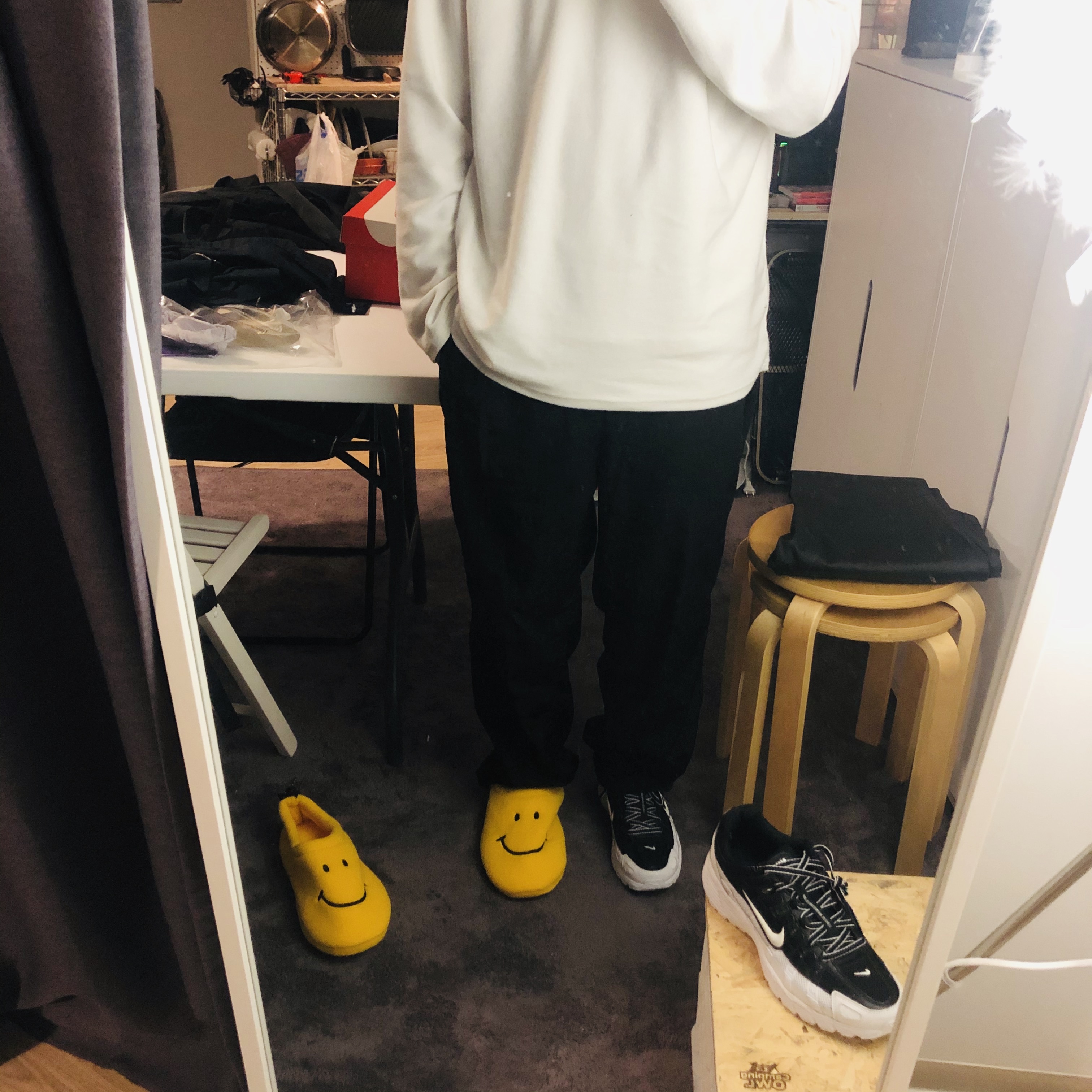 (W) Nike P-6000 Black White 착용 스타일 - 1