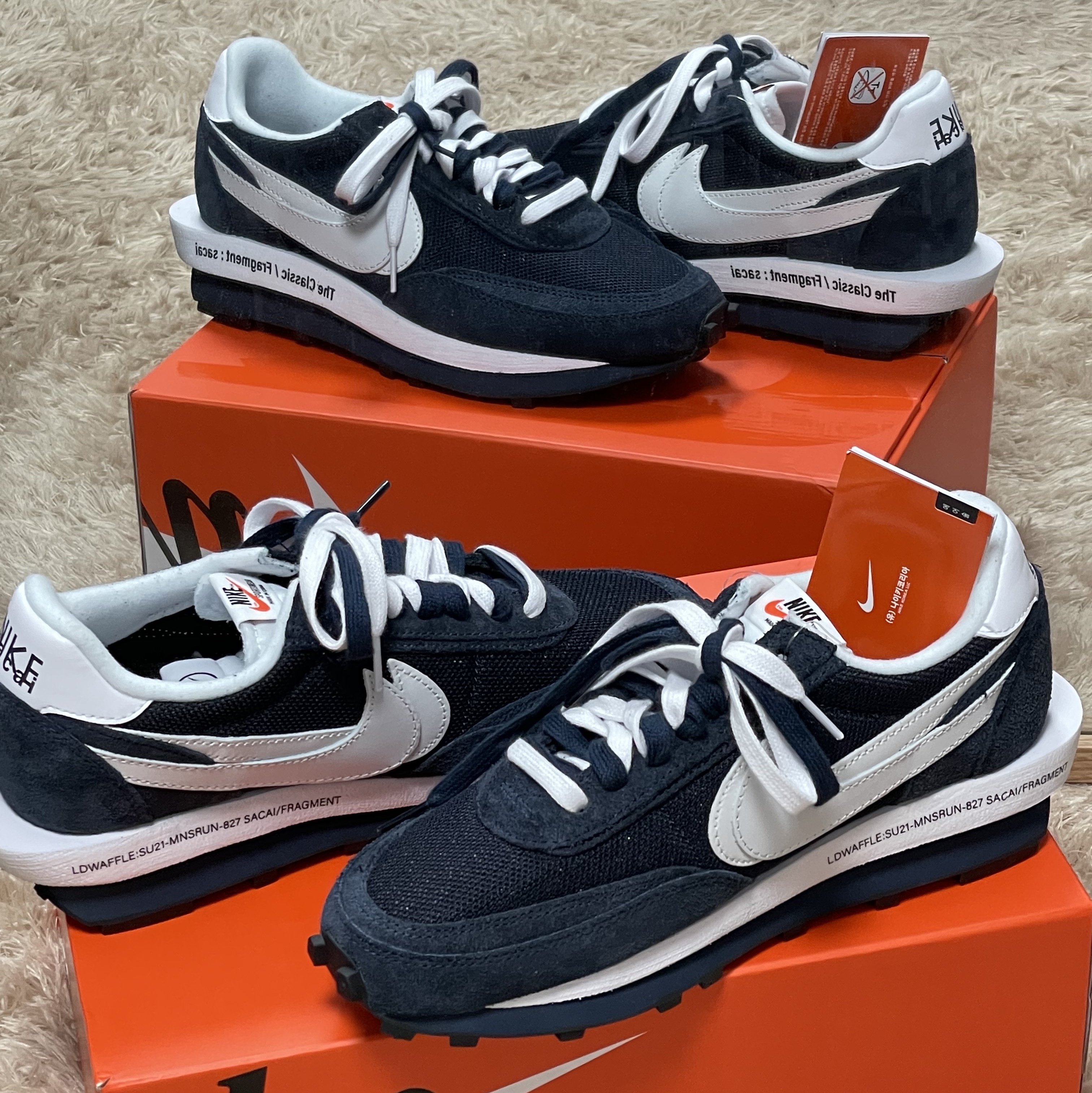 Nike x Sacai x Fragment LDWaffle Blackened Blue 착용 스타일