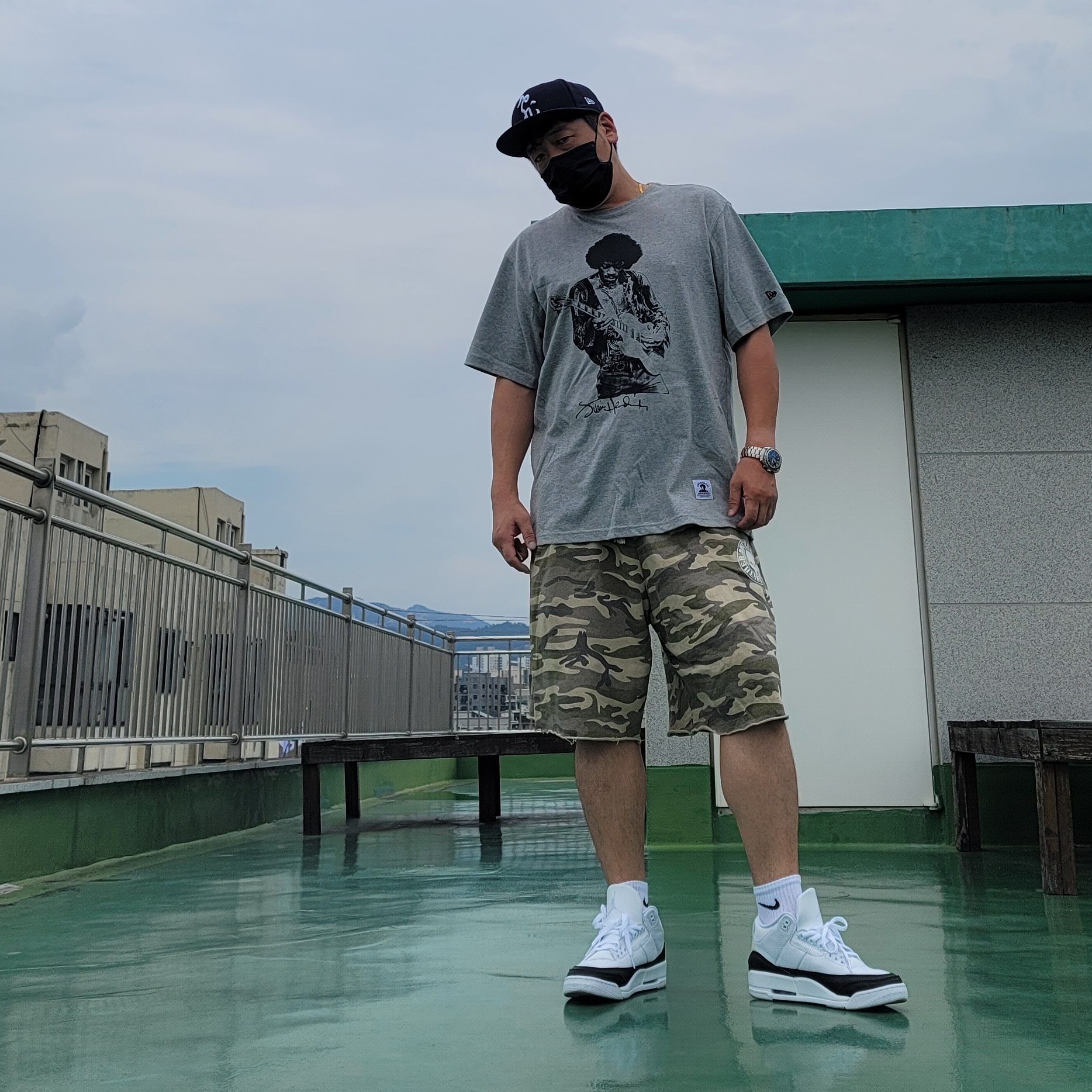 Jordan 3 x Fragment Retro SP White Black 착용 스타일