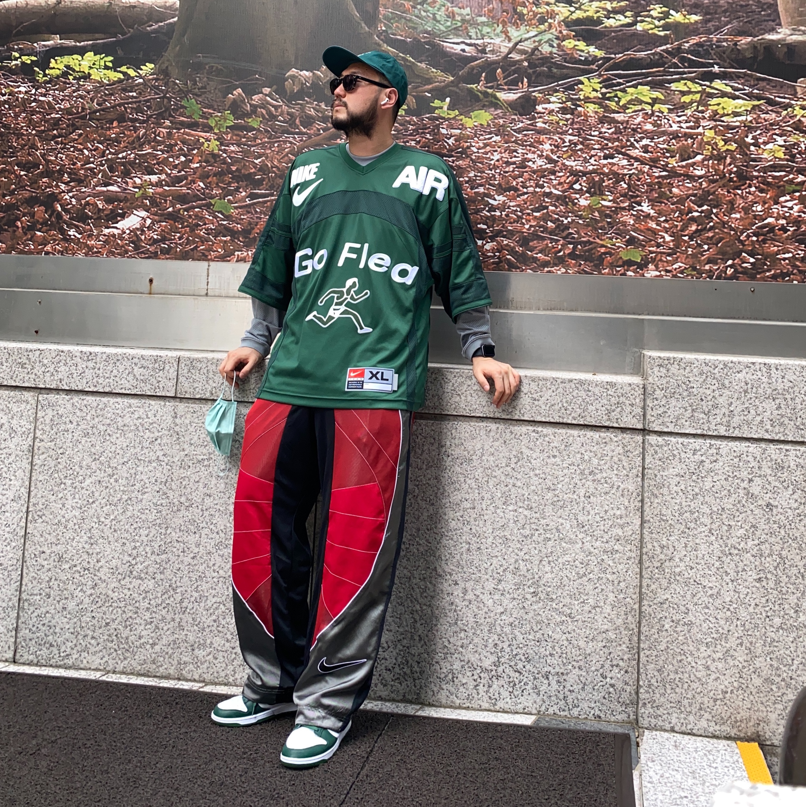 Nike x Cactus Plant Flea Market L/S Jersey Grey - US/EU, Nike x Cactus Plant Flea Market S/S Jersey Green - Asia 착용 스타일 - 2
