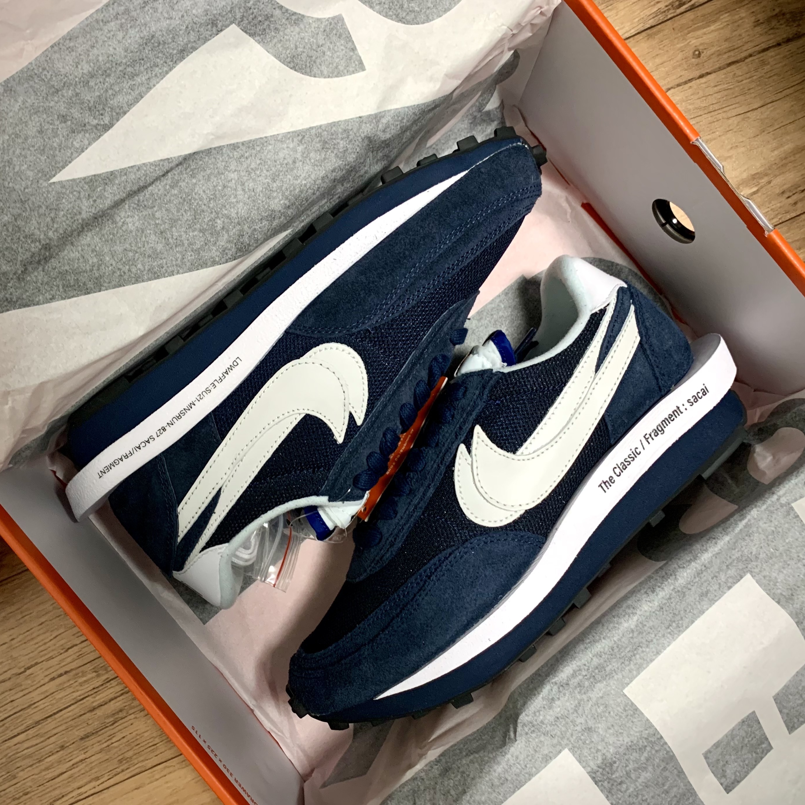 Nike x Sacai x Fragment LDWaffle Blackened Blue 착용 스타일