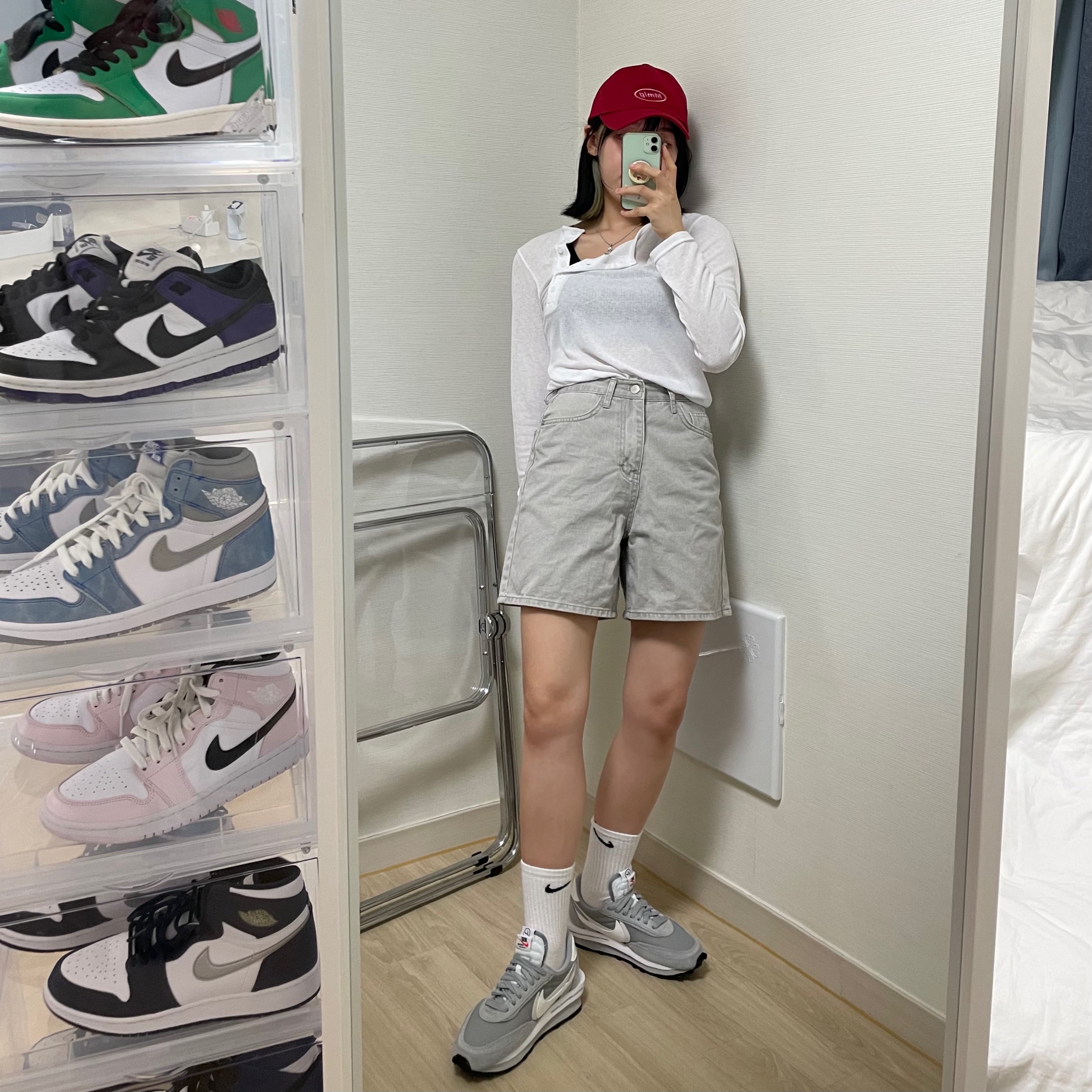 Nike x Sacai x Fragment LDWaffle Light Smoke Grey 착용 스타일 - 2