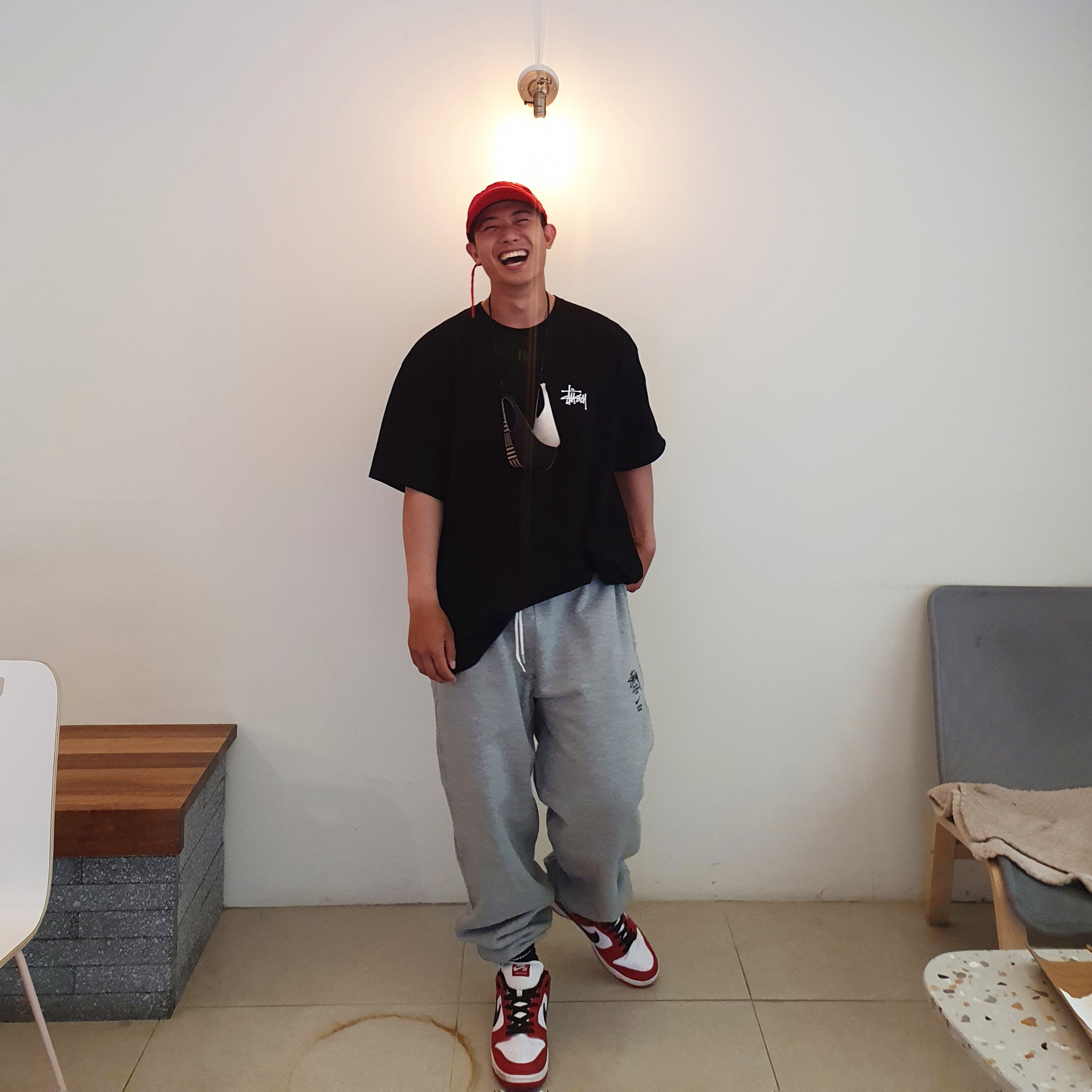 Stussy Basic Stussy T-Shirt Black 2021, Nike x Stussy NRG ZR Fleece Pants Heather Grey - US/EU 착용 스타일 - 2