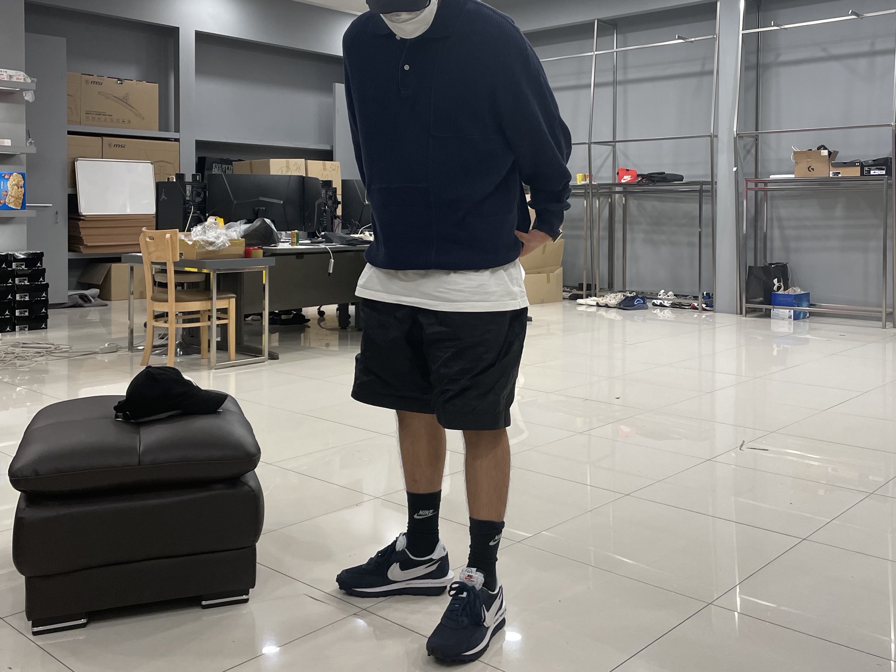 Nike x Sacai x Fragment LDWaffle Blackened Blue 착용 스타일