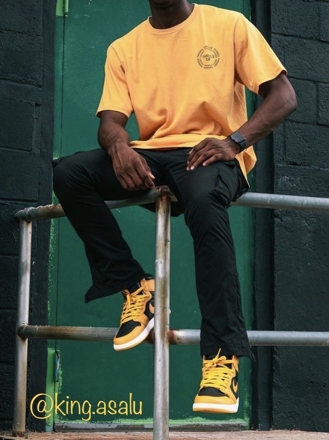 Jordan 1 Retro High OG Pollen, (GS) Jordan 1 Retro High OG Pollen 착용 스타일 - 2