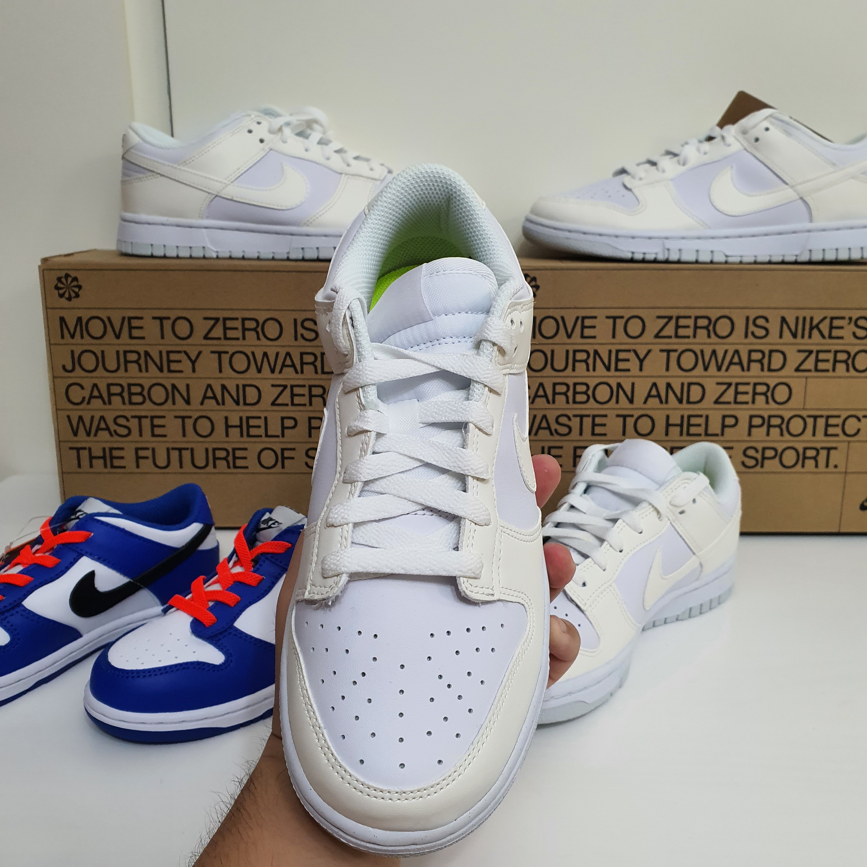 (W) Nike Dunk Low Next Nature Sail, (TD) Nike Dunk Low Bright Crimson Game Royal 착용 스타일 - 5