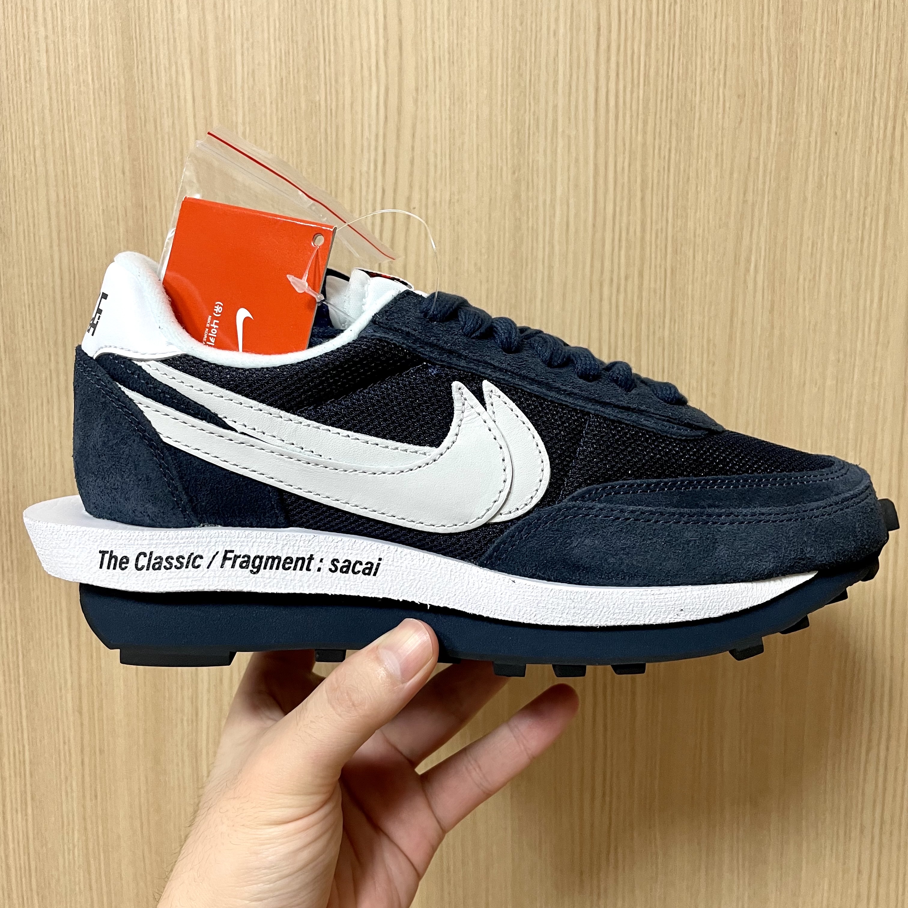 Nike x Sacai x Fragment LDWaffle Blackened Blue 착용 스타일 - 1