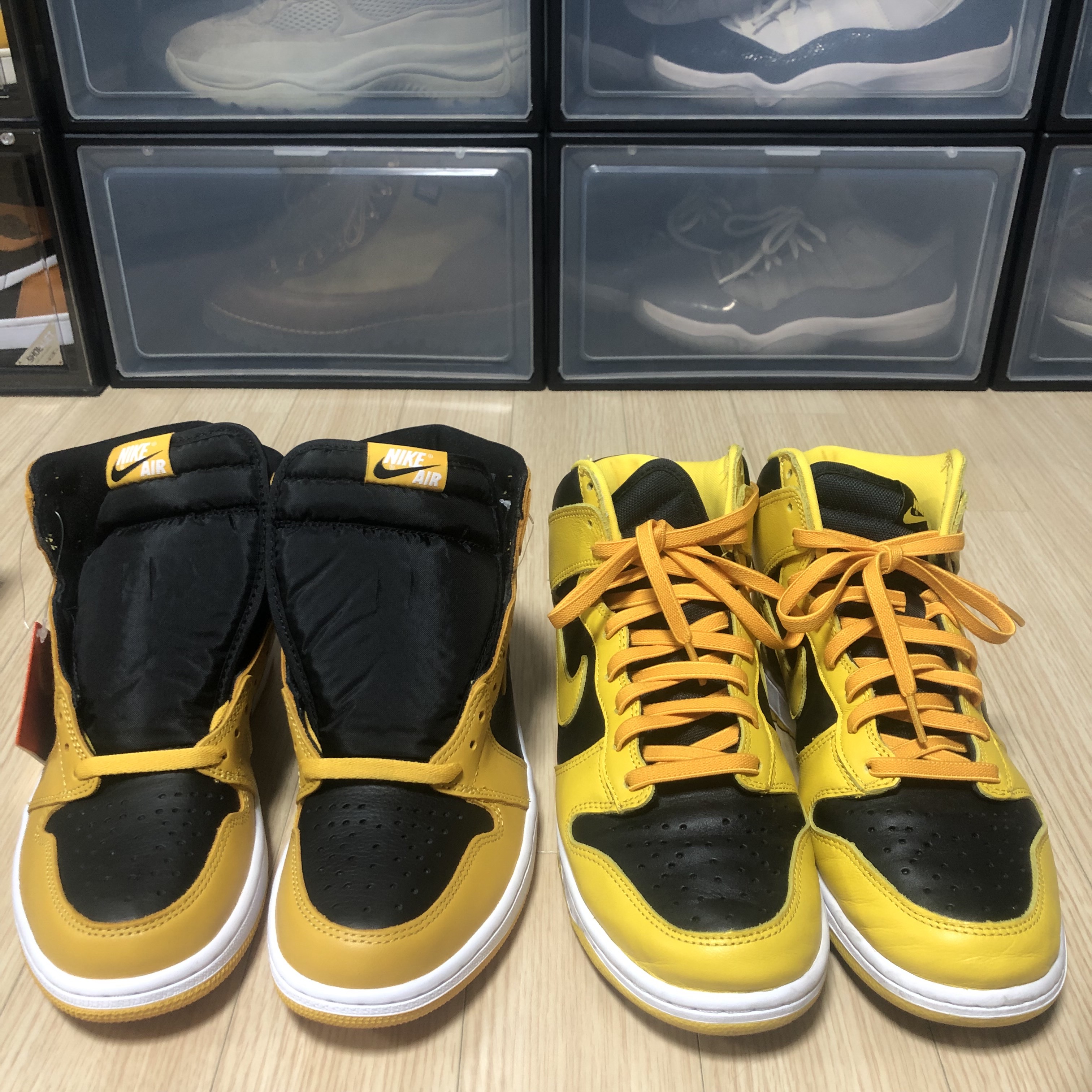 Jordan 1 Retro High OG Pollen, Nike Dunk High SP Varsity Maize 착용 스타일 - 5