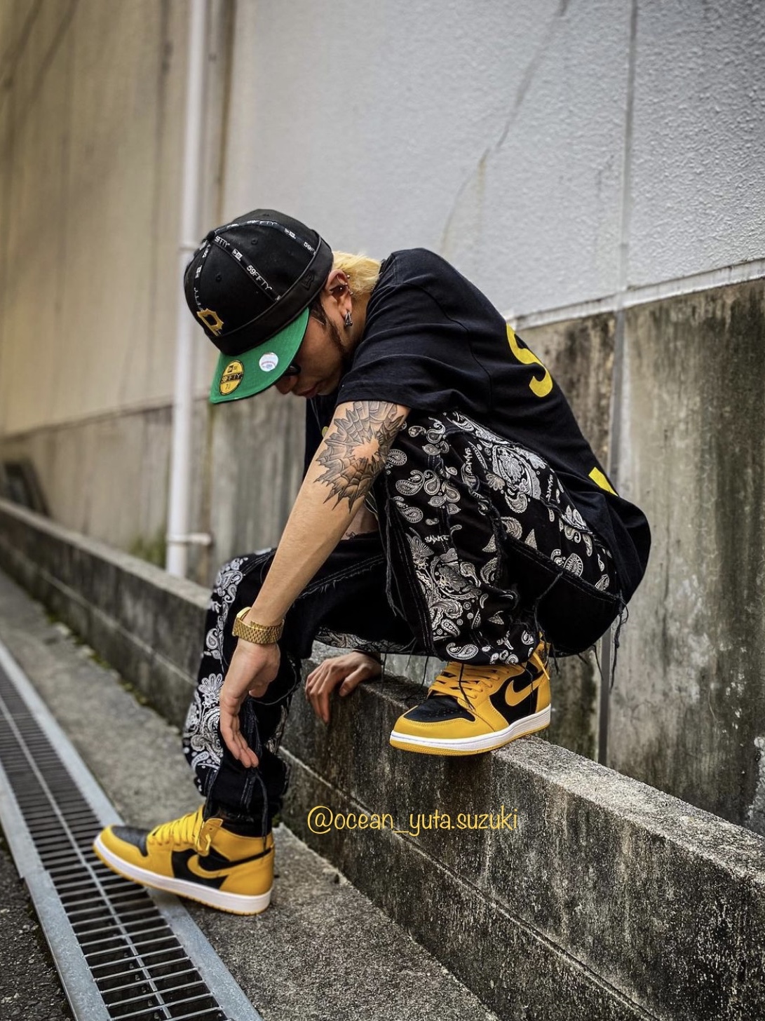 Jordan 1 Retro High OG Pollen, (GS) Jordan 1 Retro High OG Pollen 착용 스타일 - 4
