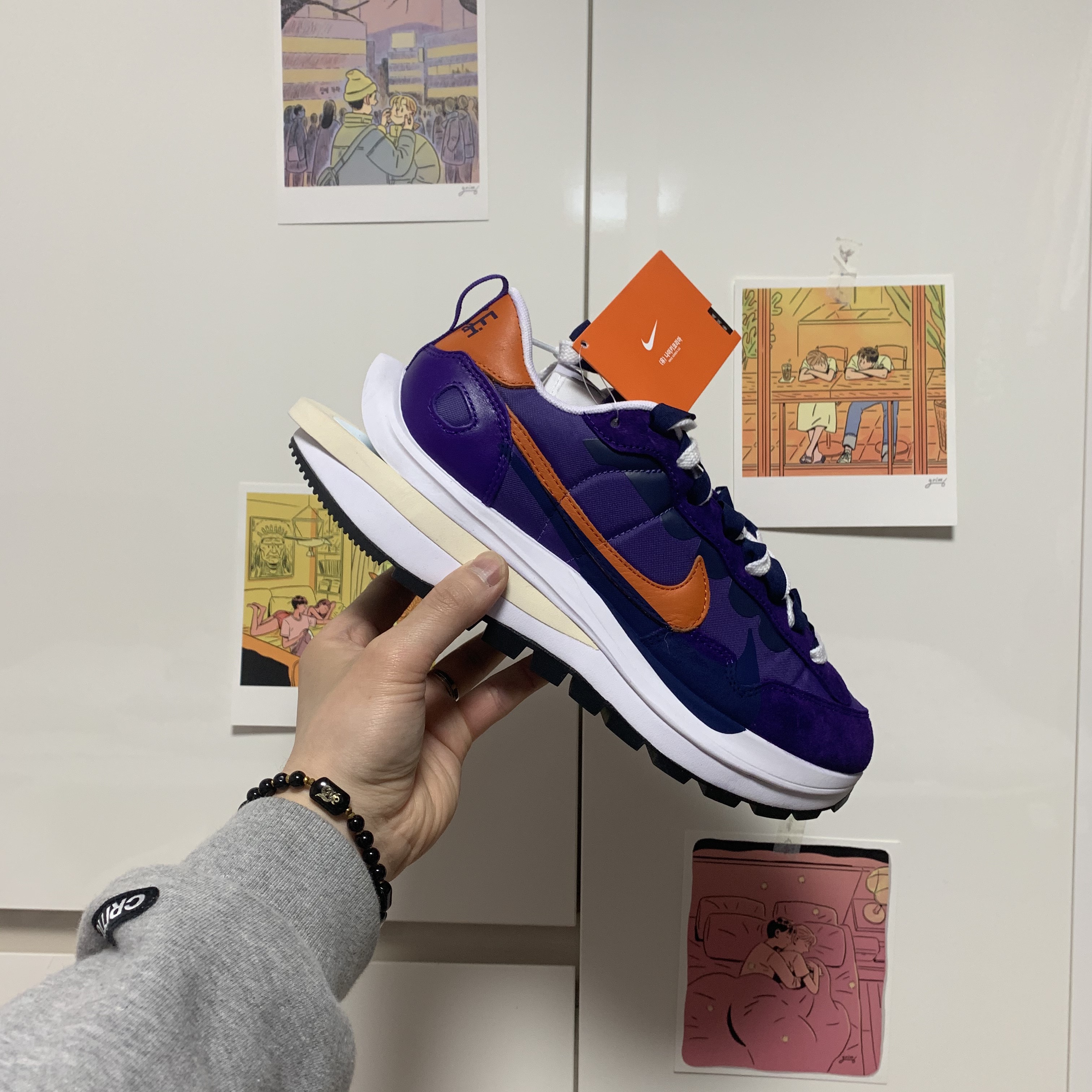Nike x Sacai VaporWaffle Dark Iris 착용 스타일