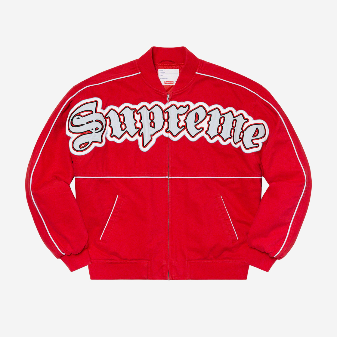 슈프림 트윌 올드 잉글리쉬 바시티 자켓 레드 - 21SS | Supreme | KREAM