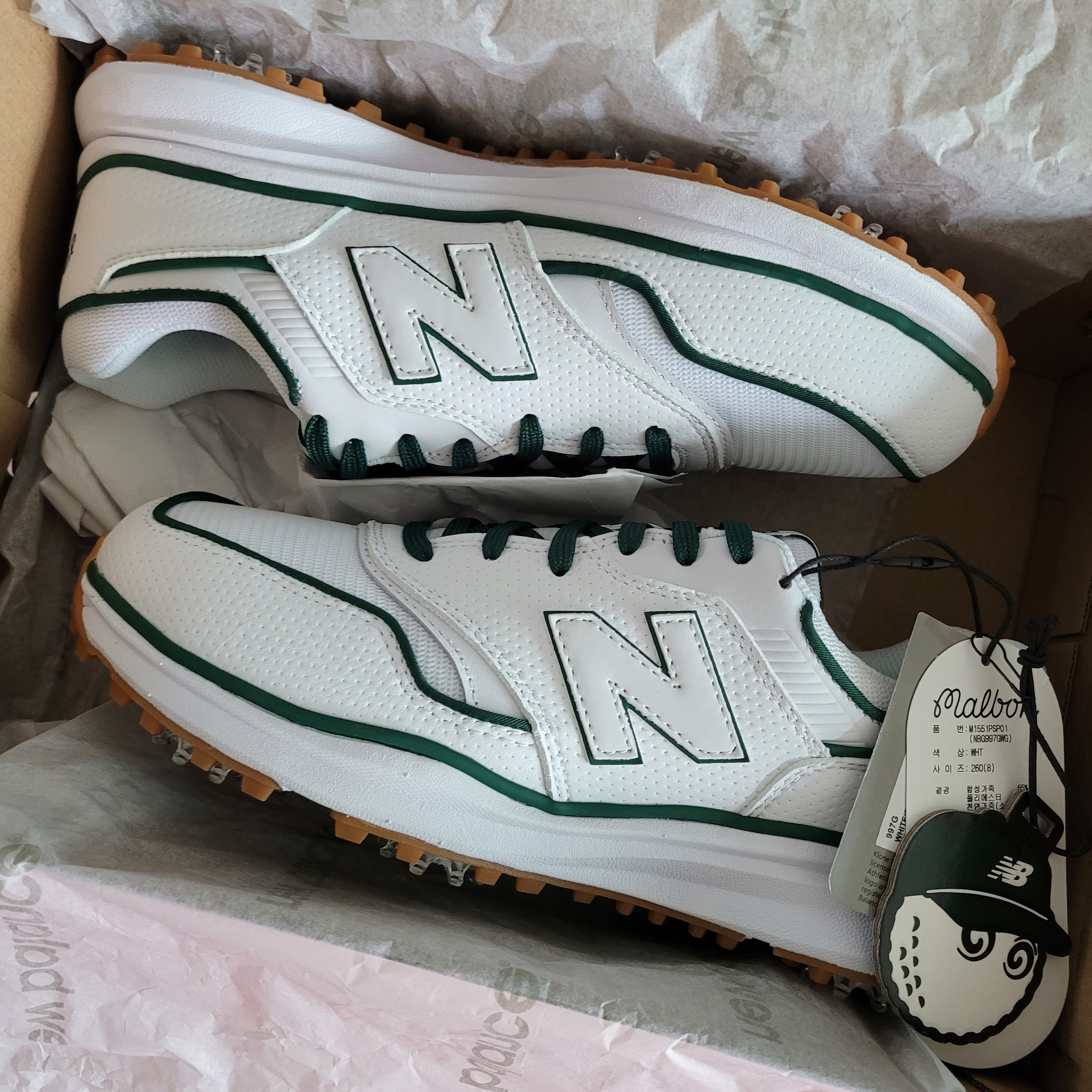 New Balance x Malbon 997 Golf White Green 착용 스타일