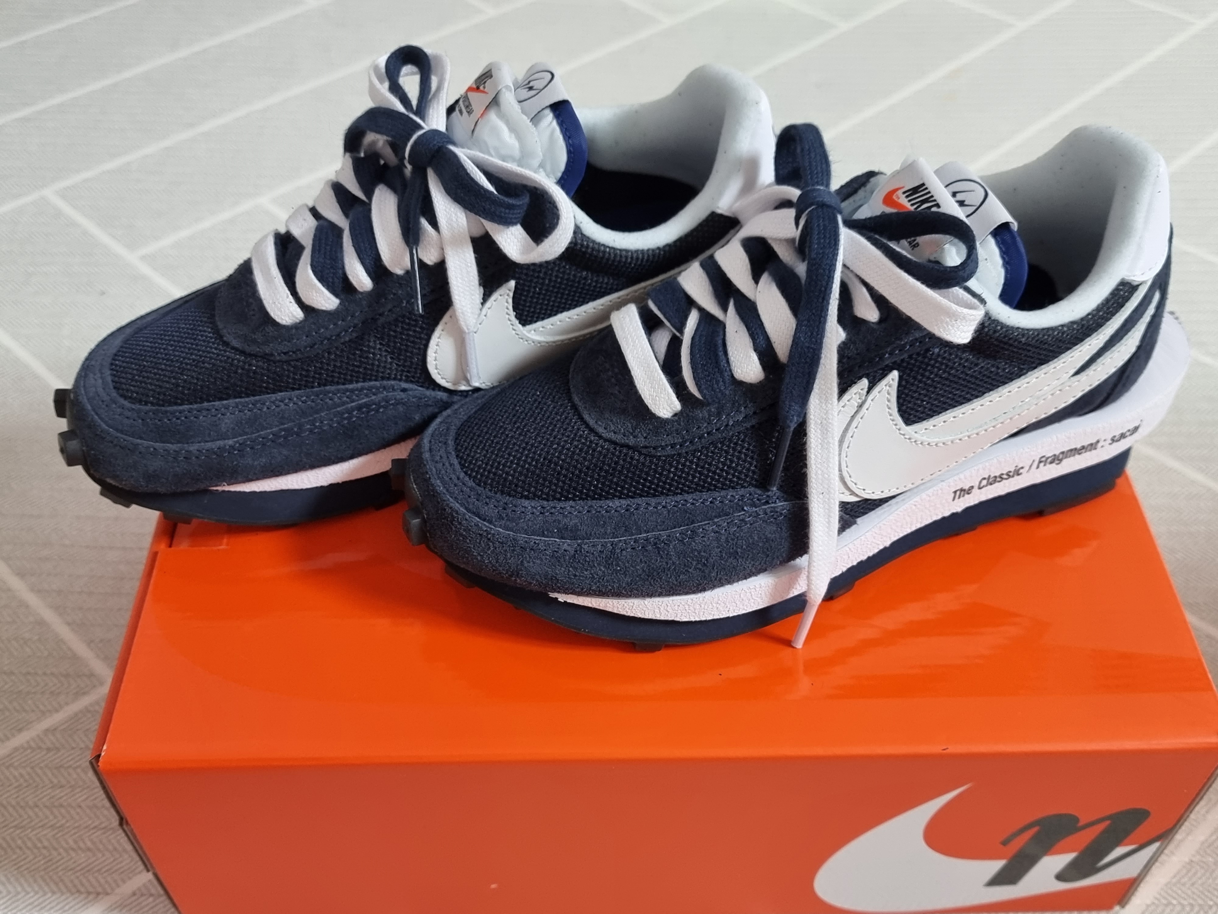 Nike x Sacai x Fragment LDWaffle Blackened Blue 착용 스타일 - 1