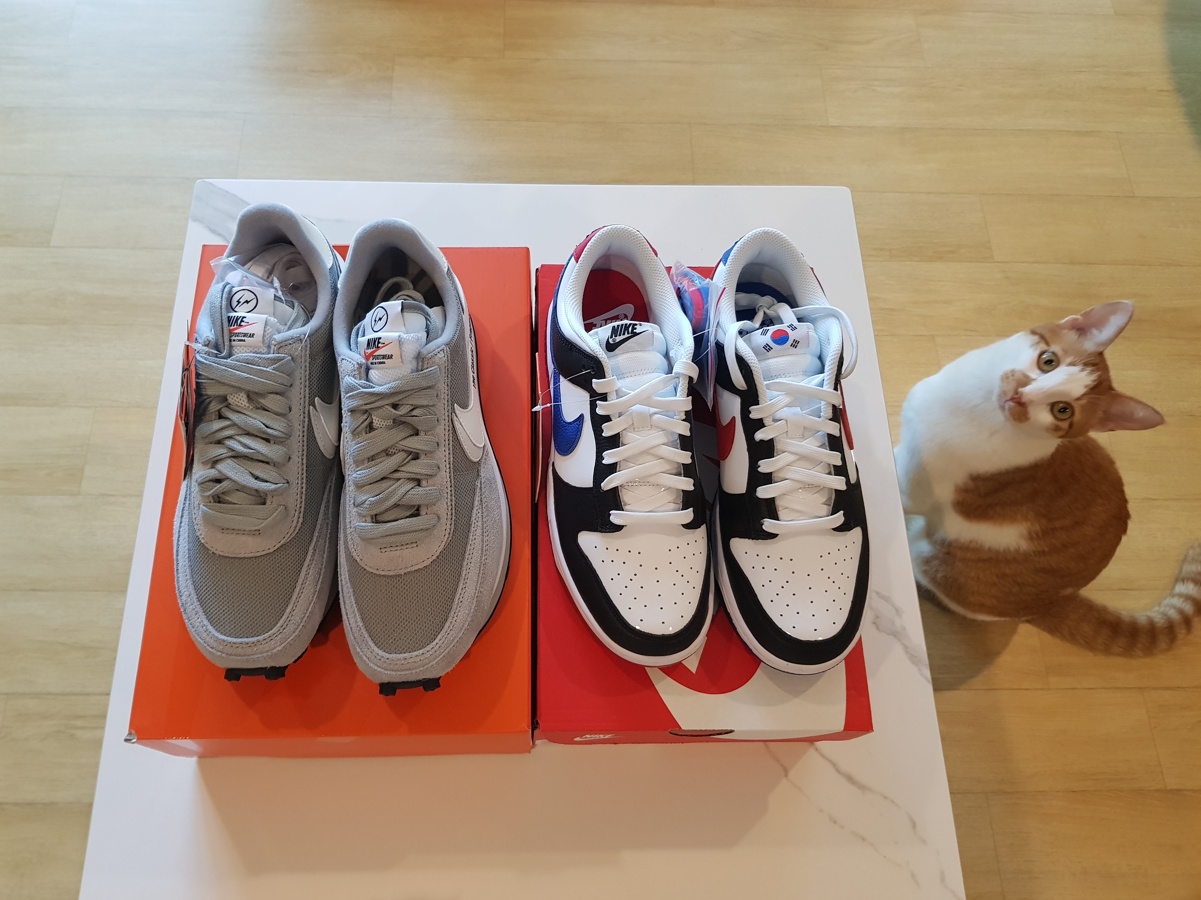 Nike x Sacai x Fragment LDWaffle Light Smoke Grey, Nike Dunk Low SE Seoul 착용 스타일