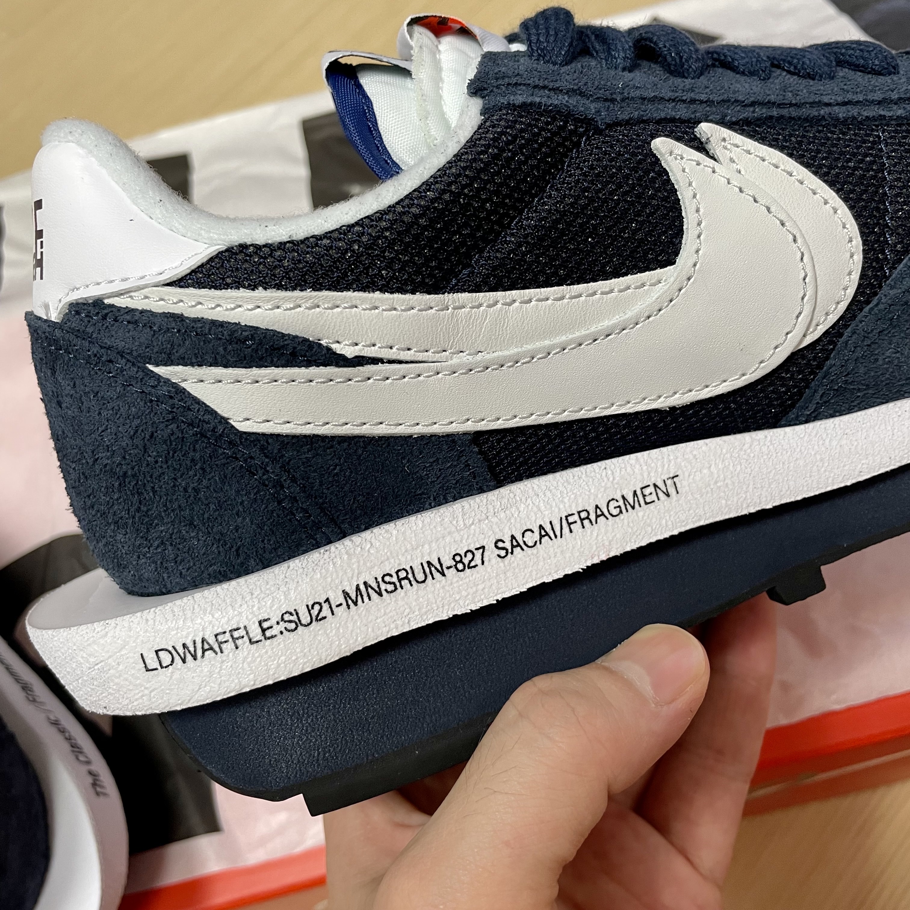 Nike x Sacai x Fragment LDWaffle Blackened Blue 착용 스타일 - 3