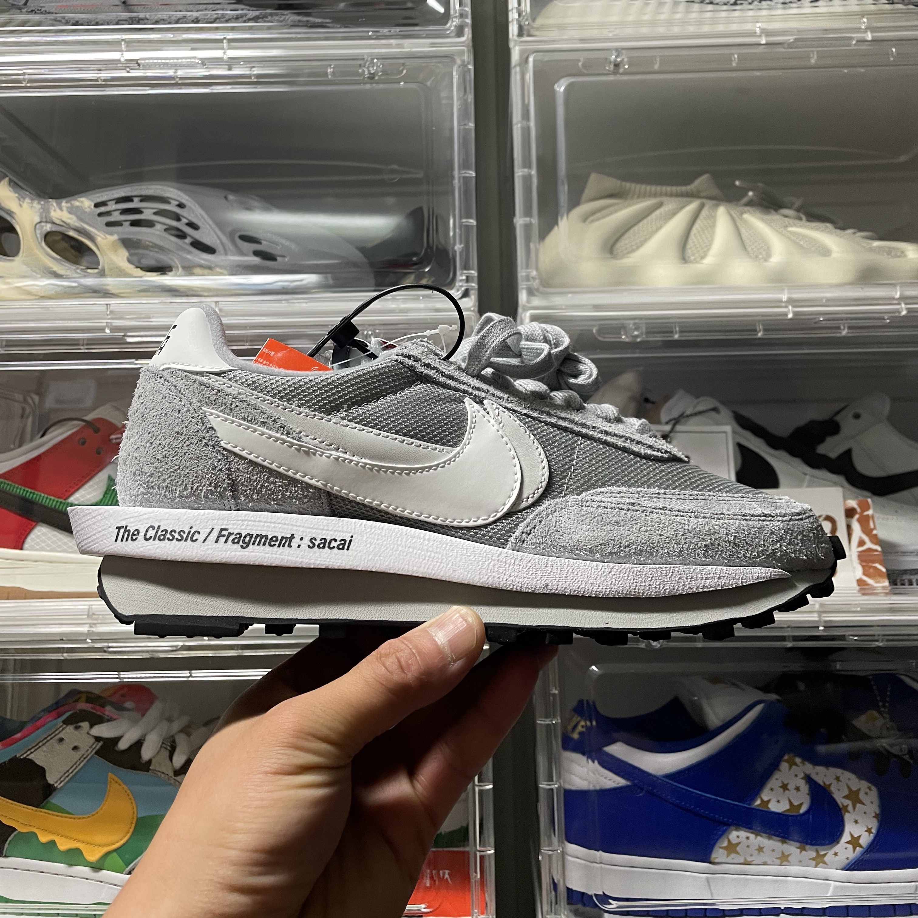 Nike x Sacai x Fragment LDWaffle Light Smoke Grey 착용 스타일 - 1