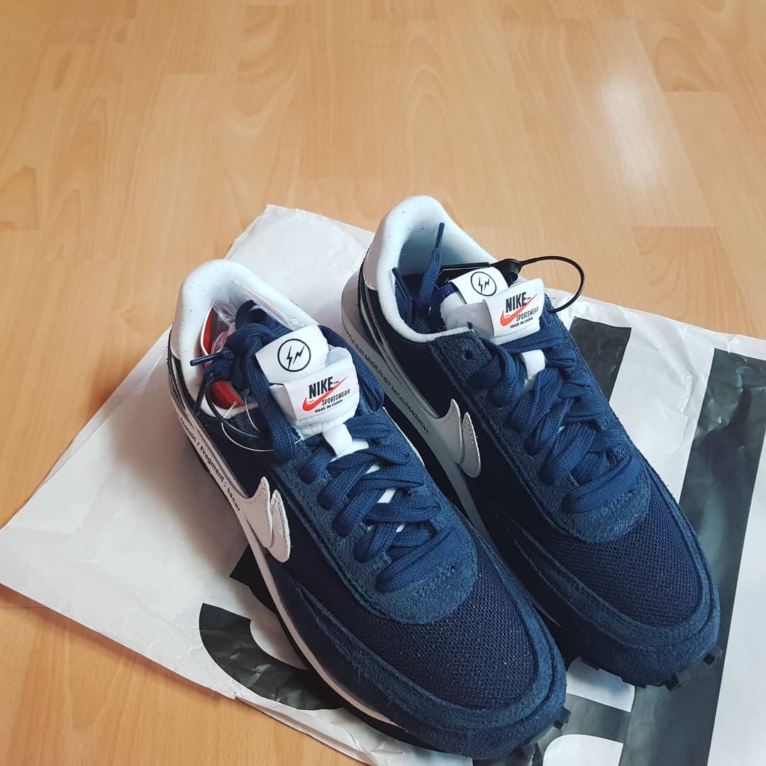 Nike x Sacai x Fragment LDWaffle Blackened Blue 착용 스타일 - 2