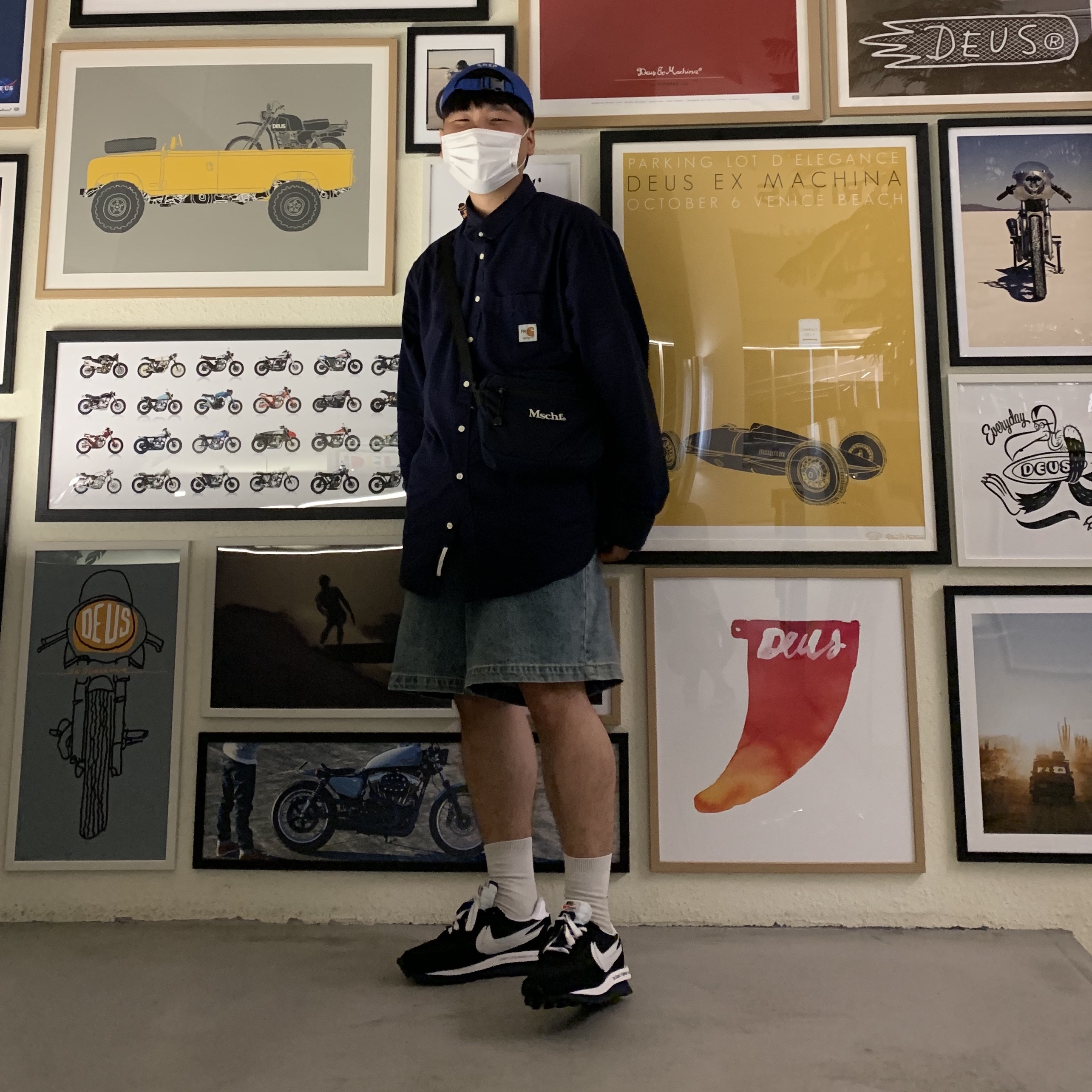 Nike x Sacai x Fragment LDWaffle Blackened Blue 착용 스타일 - 2