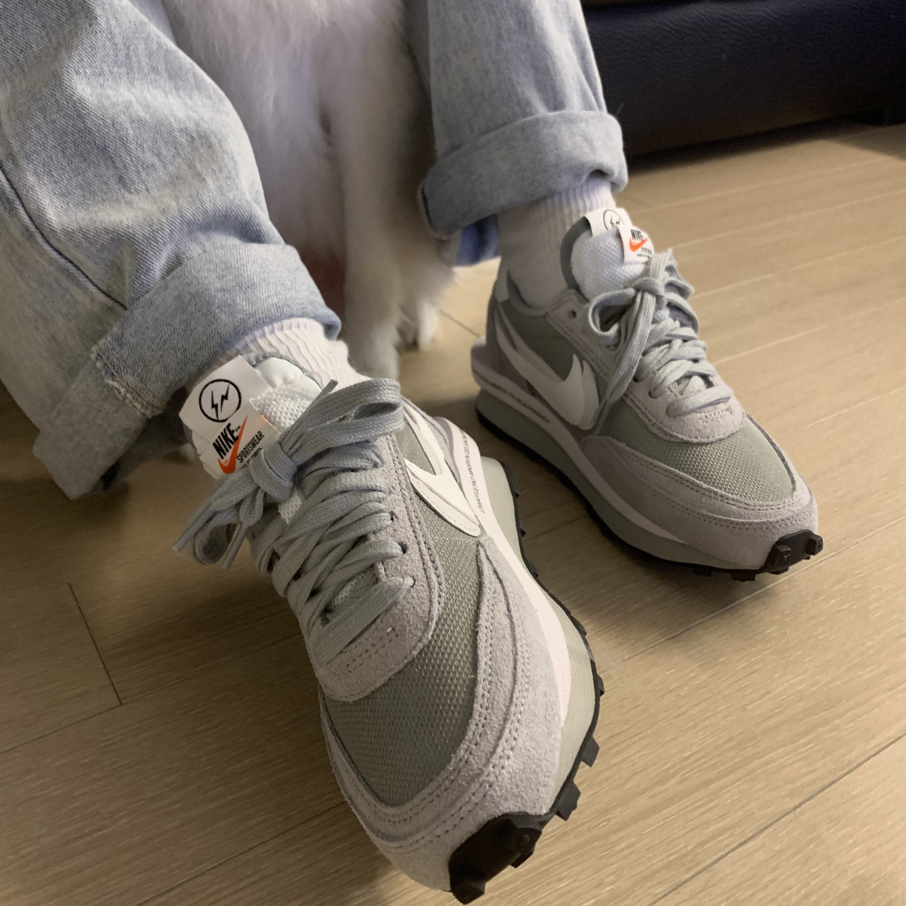 Nike x Sacai x Fragment LDWaffle Light Smoke Grey 착용 스타일