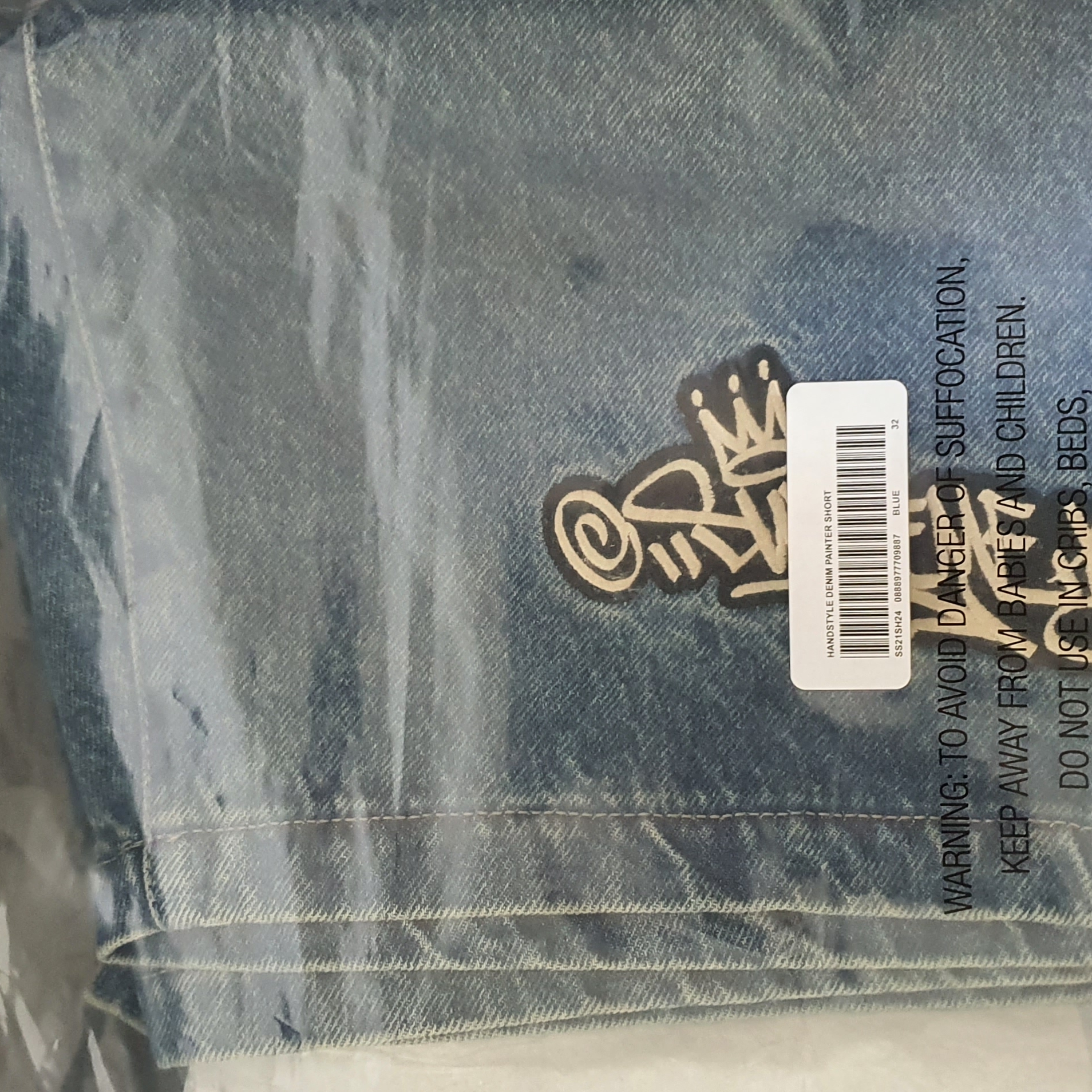 Supreme Handstyle Denim Painter Shorts Blue - 21SS 착용 스타일 - 1