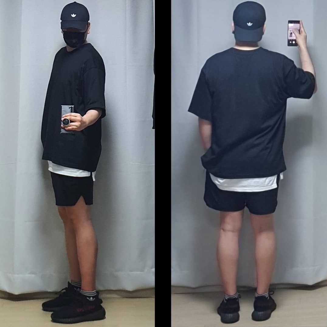 Adidas Yeezy Boost 350 V2 Black Red 2020 착용 스타일 - 1