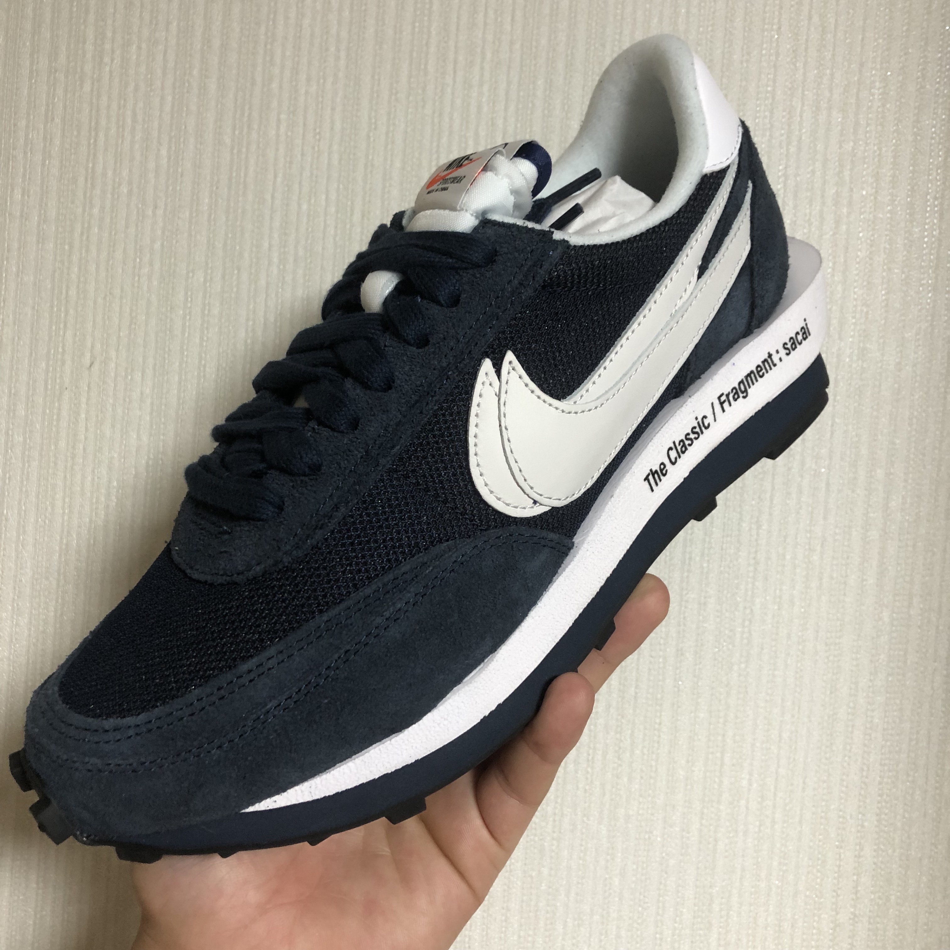 Nike x Sacai x Fragment LDWaffle Blackened Blue 착용 스타일 - 4