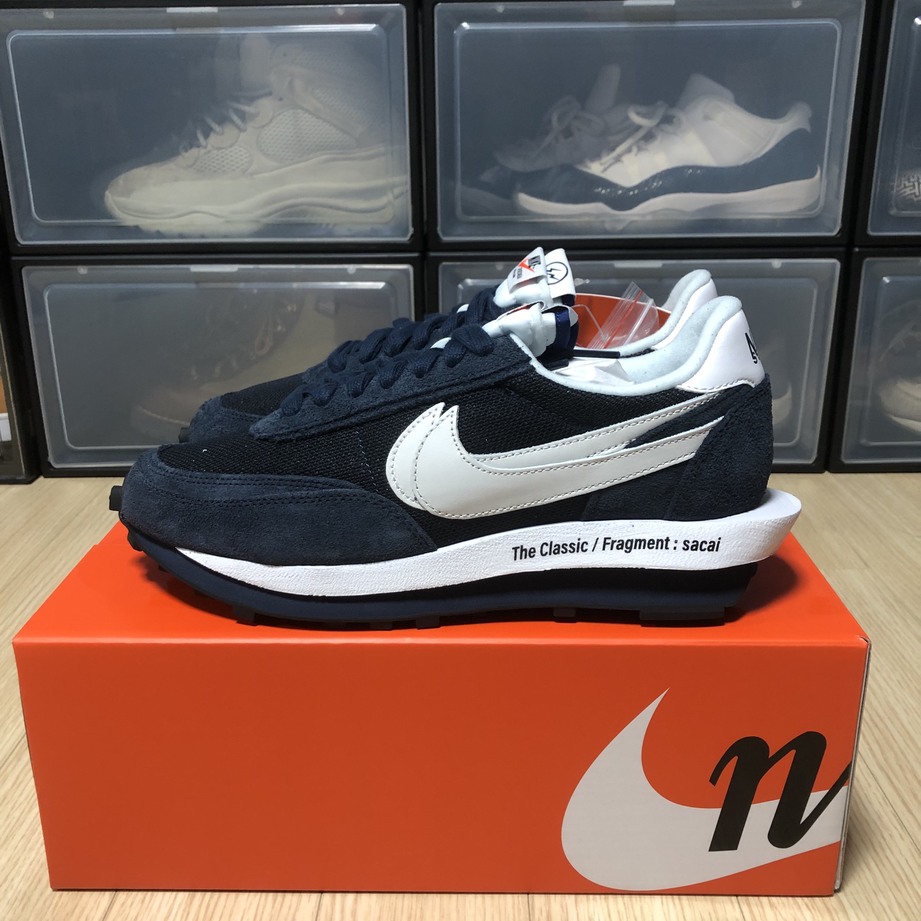 Nike x Sacai x Fragment LDWaffle Blackened Blue 착용 스타일 - 1