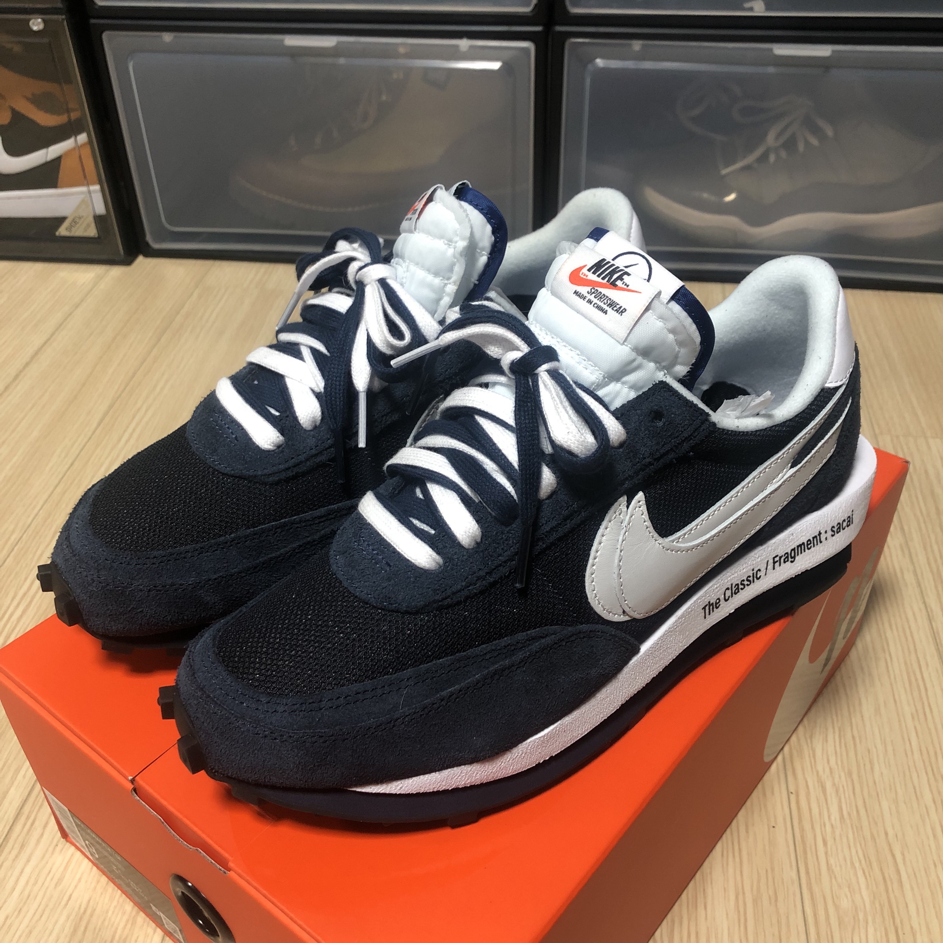 Nike x Sacai x Fragment LDWaffle Blackened Blue 착용 스타일 - 2