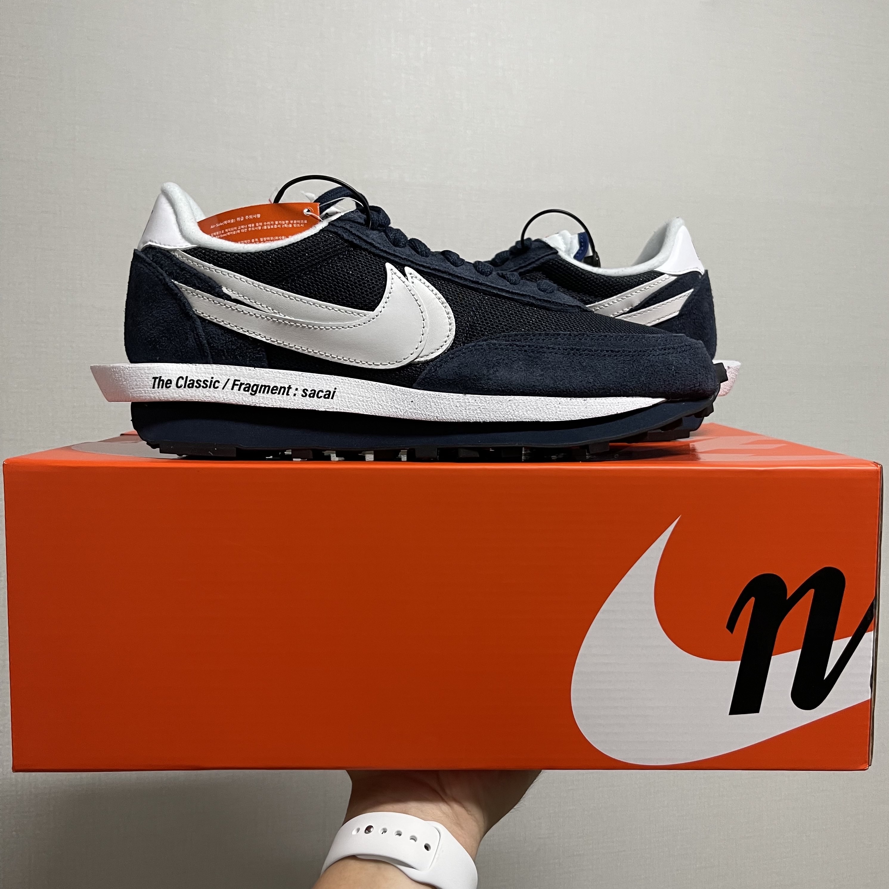 Nike x Sacai x Fragment LDWaffle Blackened Blue 착용 스타일 - 1