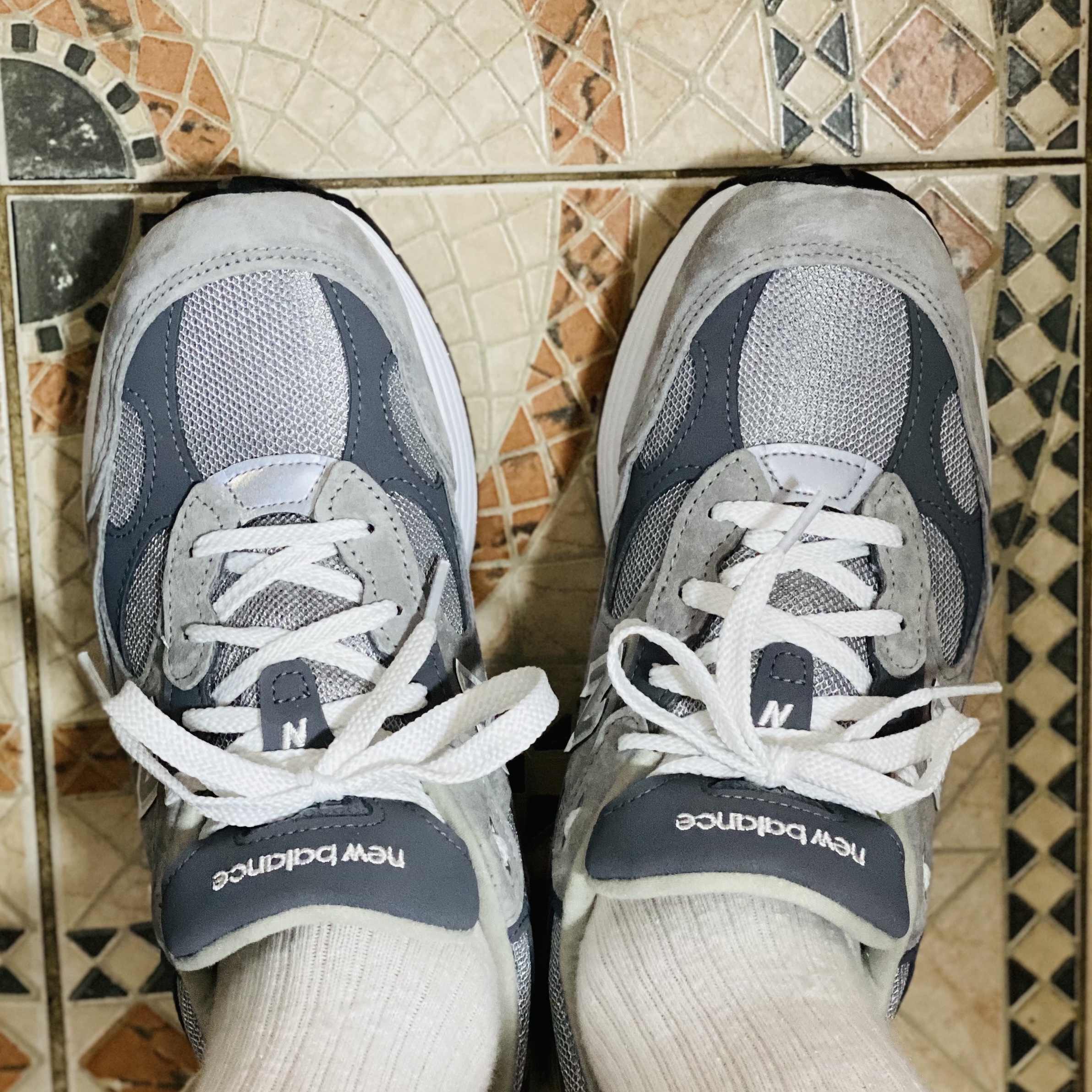 New Balance 992 Made in USA Grey - D Standard 착용 스타일 - 2