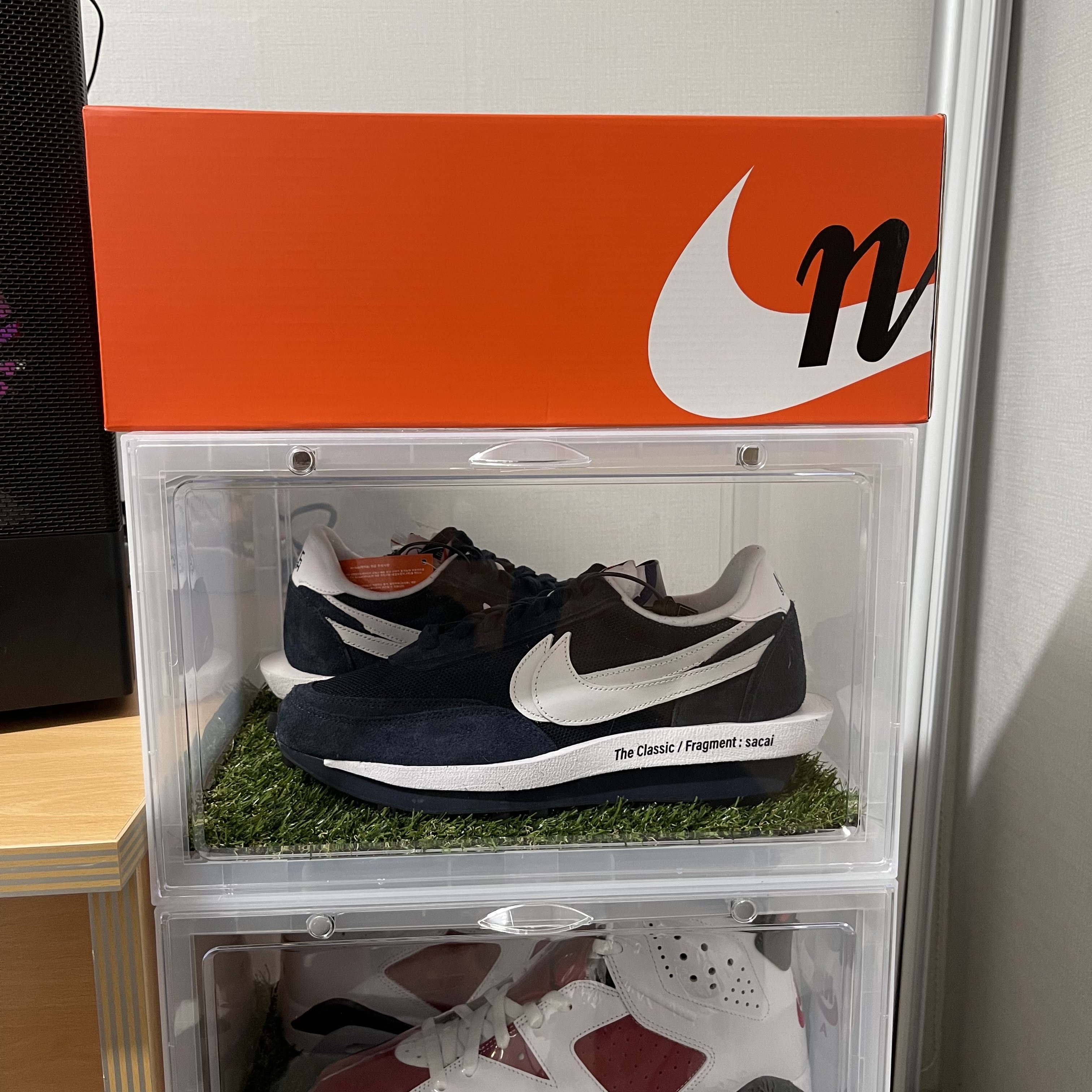 Nike x Sacai x Fragment LDWaffle Blackened Blue 착용 스타일 - 2