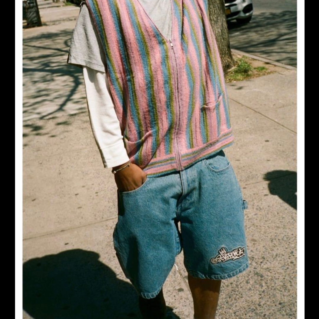 Supreme Handstyle Denim Painter Shorts Blue - 21SS 착용 스타일 - 2