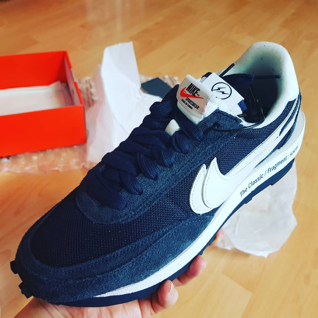 Nike x Sacai x Fragment LDWaffle Blackened Blue 착용 스타일 - 1