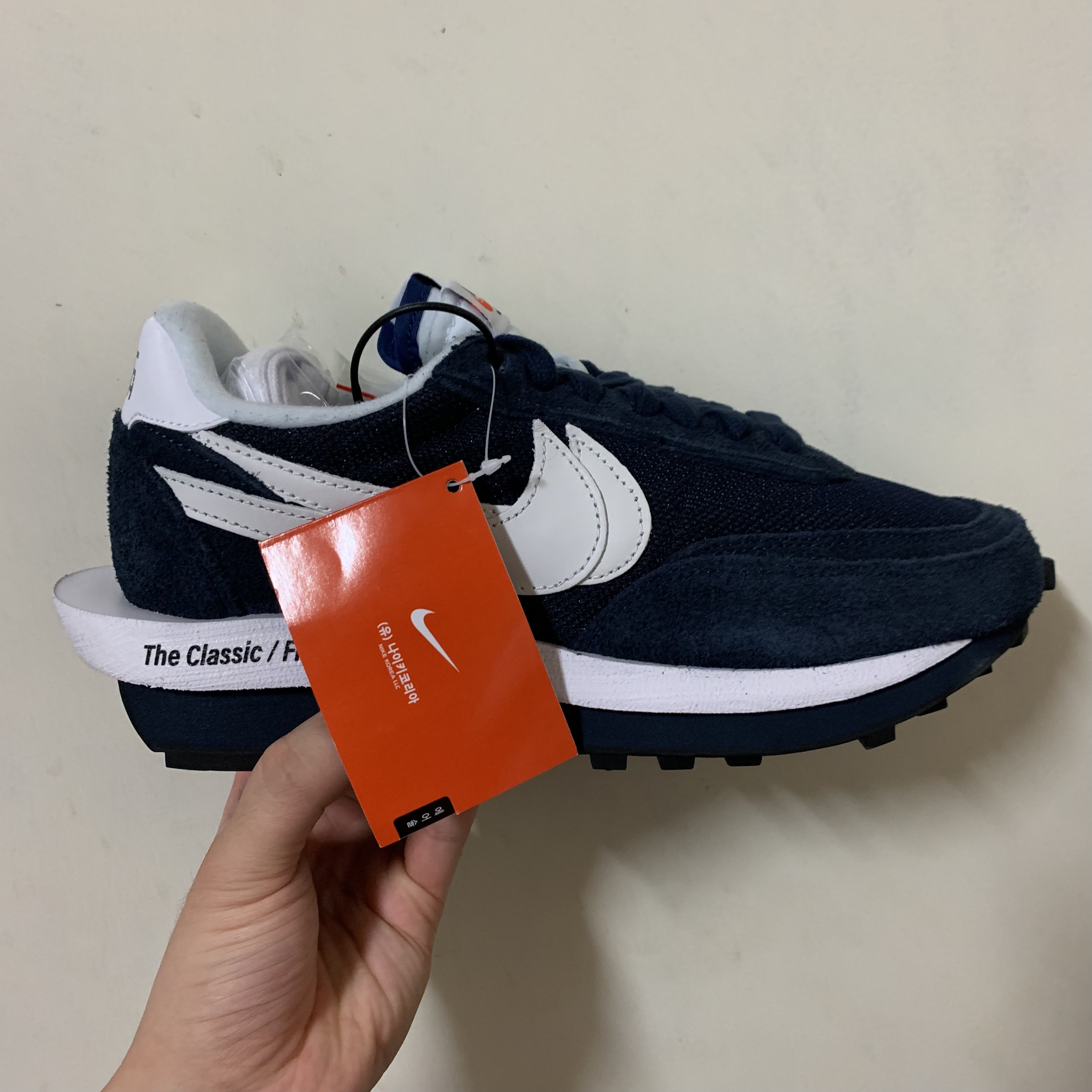 Nike x Sacai x Fragment LDWaffle Blackened Blue 착용 스타일 - 1