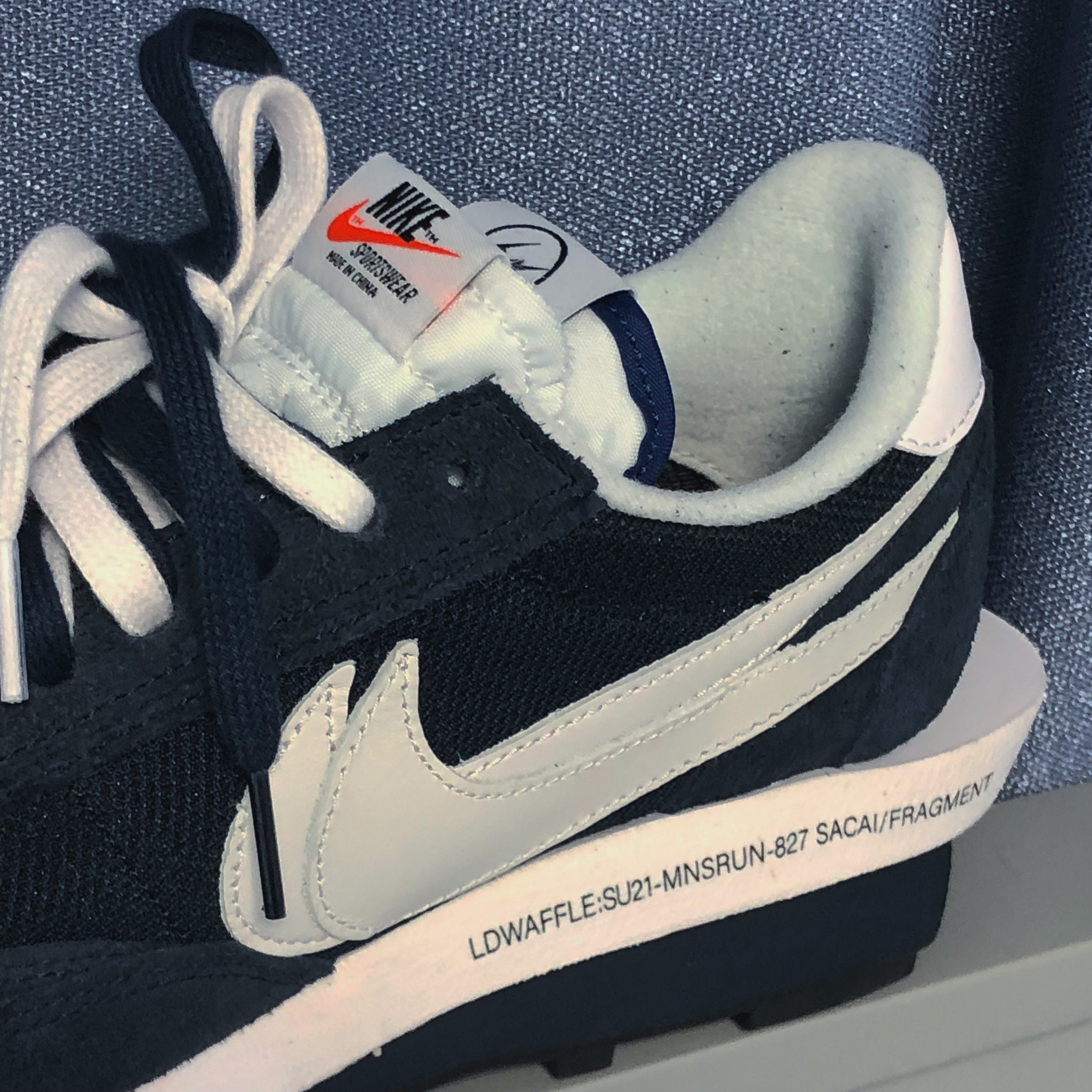 Nike x Sacai x Fragment LDWaffle Blackened Blue 착용 스타일 - 1