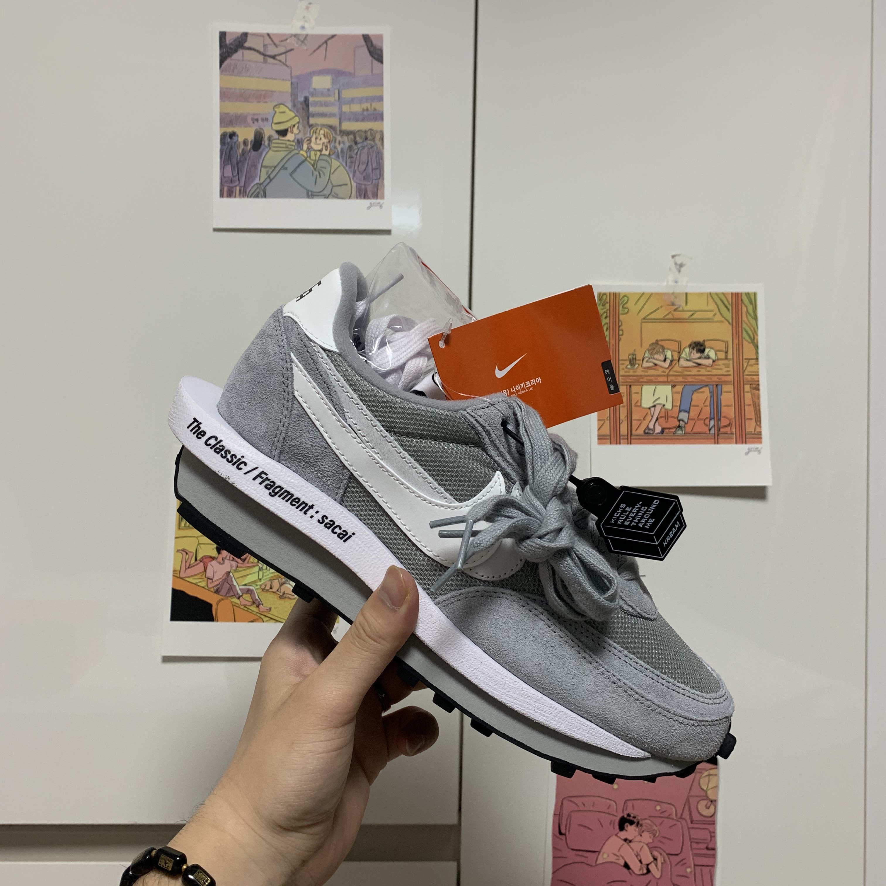 Nike x Sacai x Fragment LDWaffle Light Smoke Grey 착용 스타일