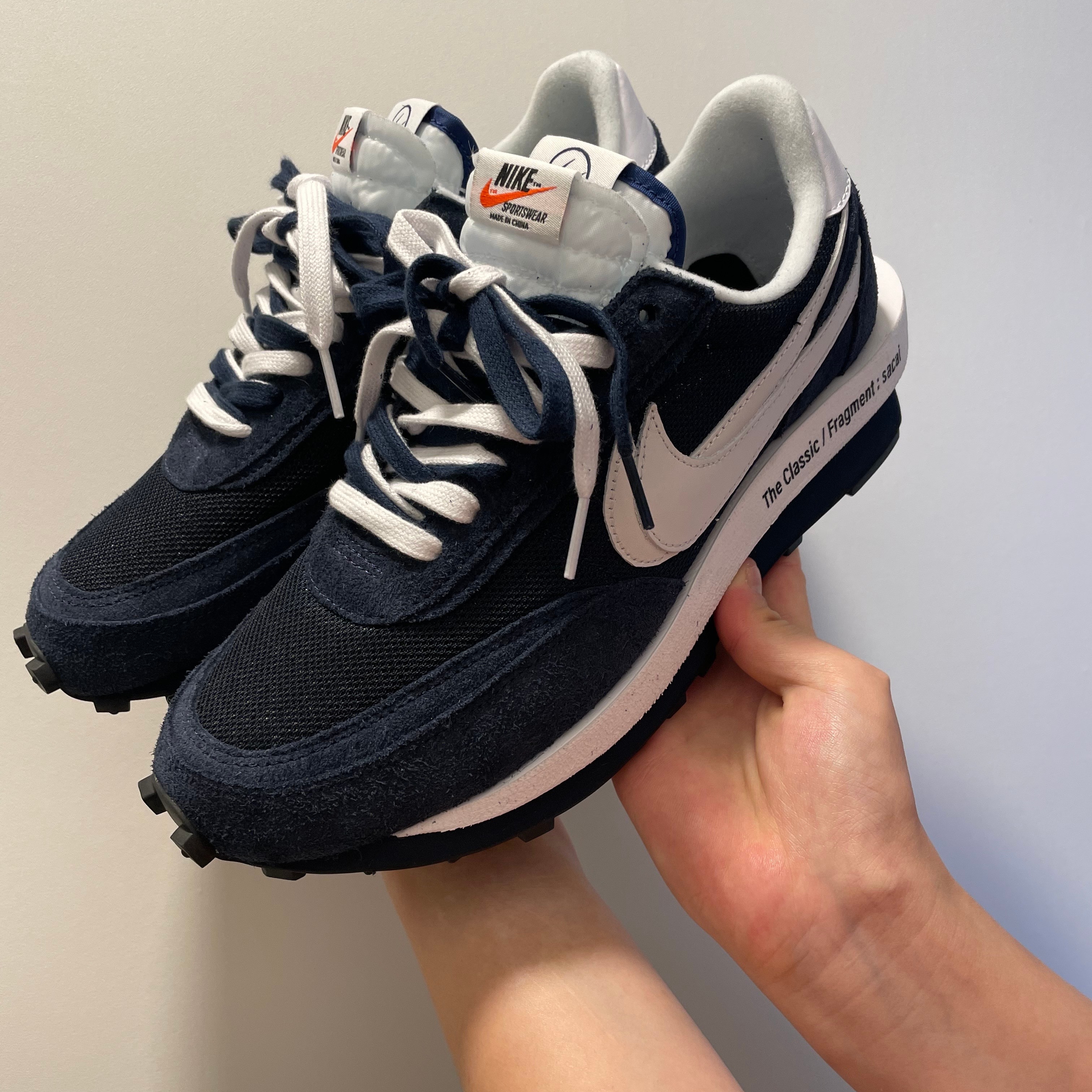 Nike x Sacai x Fragment LDWaffle Blackened Blue 착용 스타일 - 1