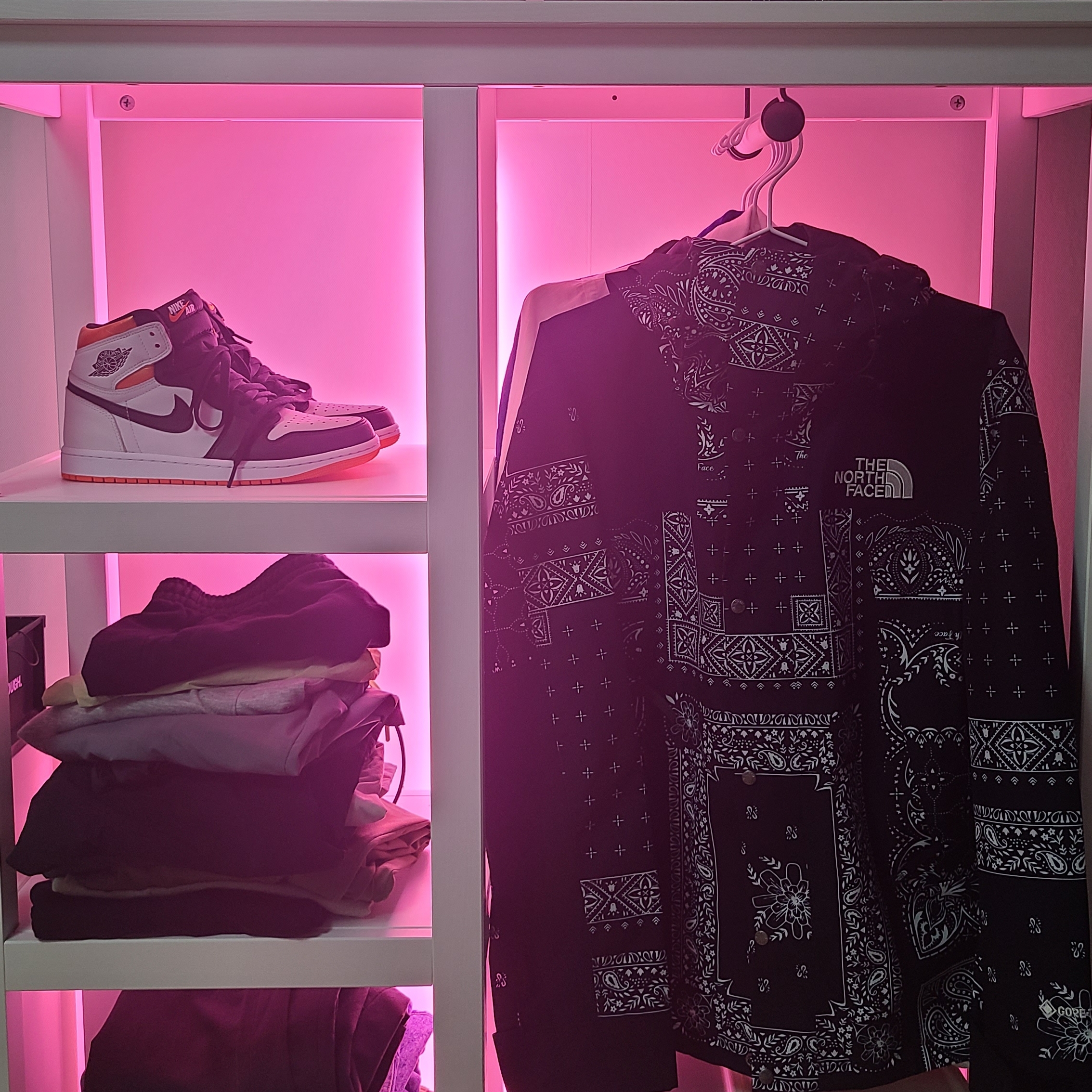 The North Face Novelty GTX Mountain Jacket Black, Jordan 1 Retro High OG Electro Orange 착용 스타일