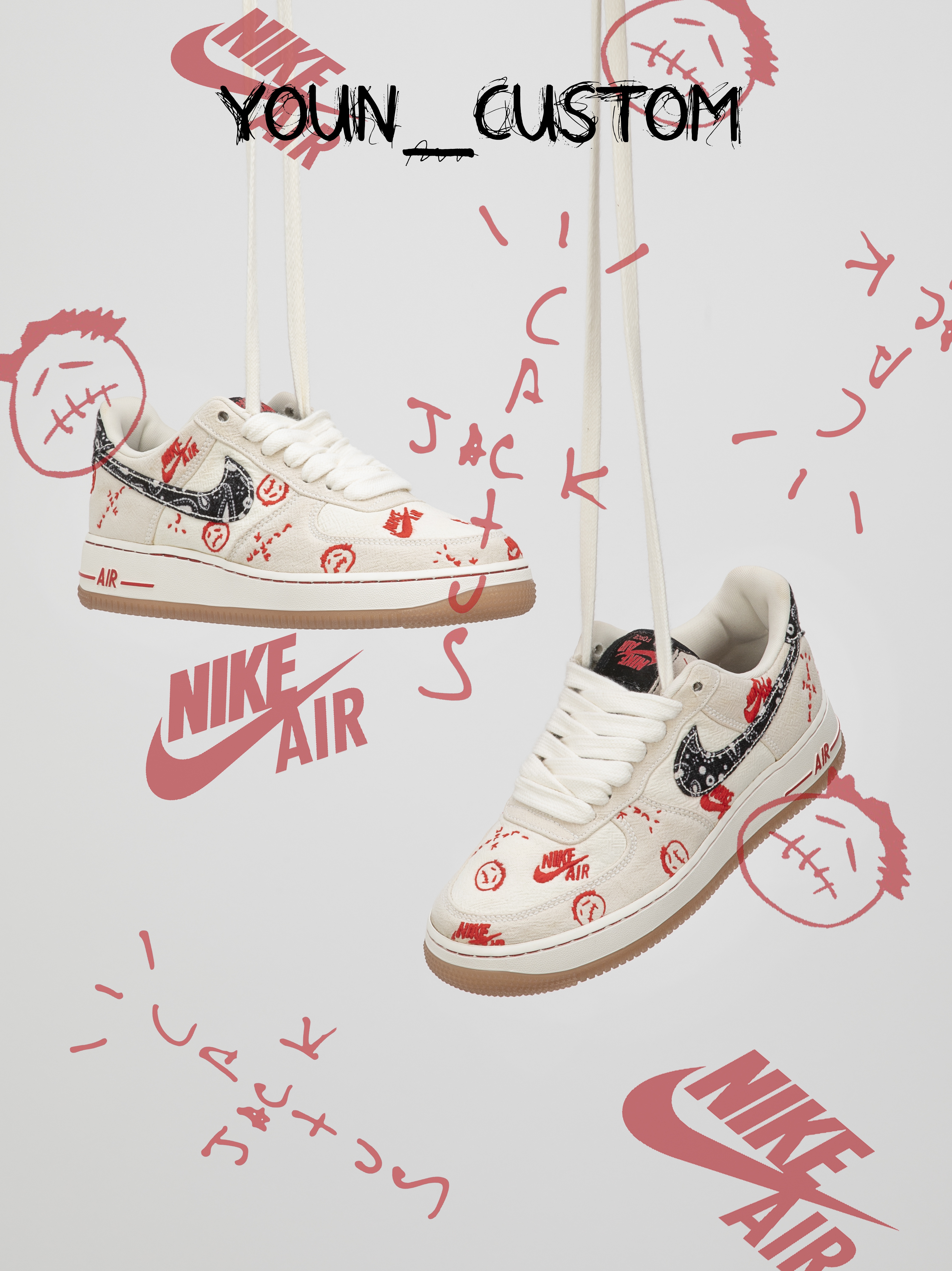 Nike Air Force 1 '07 LV8 Paisley Swoosh 착용 스타일 - 1