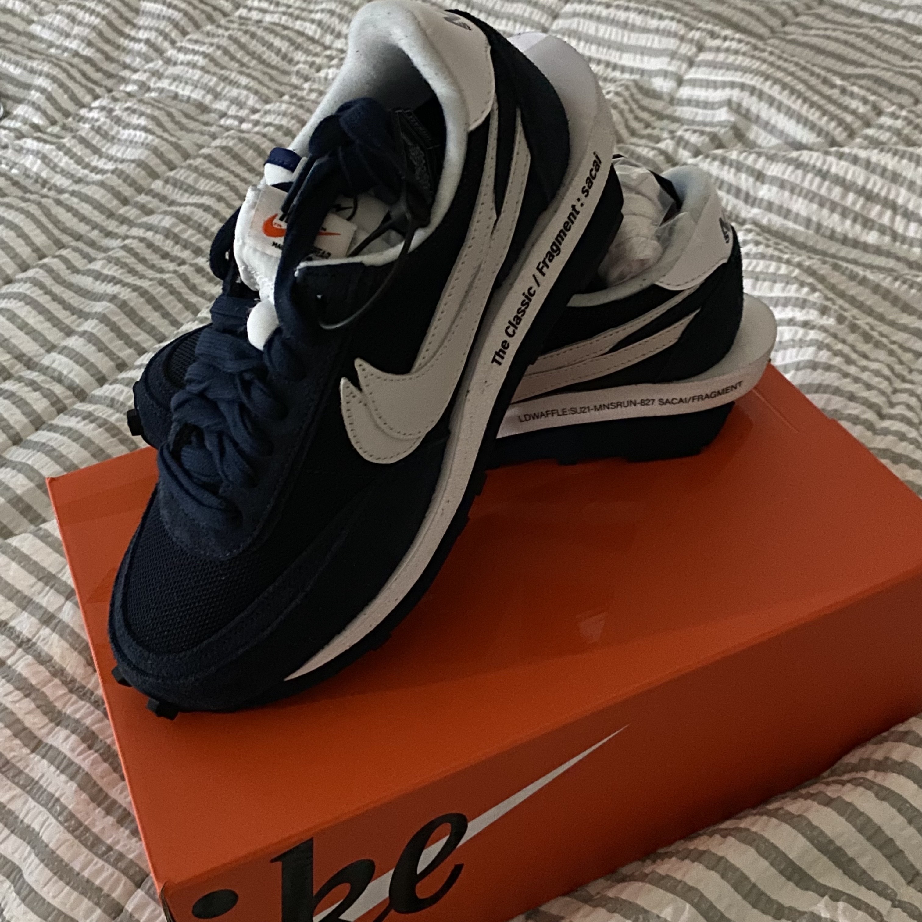 Nike x Sacai x Fragment LDWaffle Blackened Blue 착용 스타일 - 2