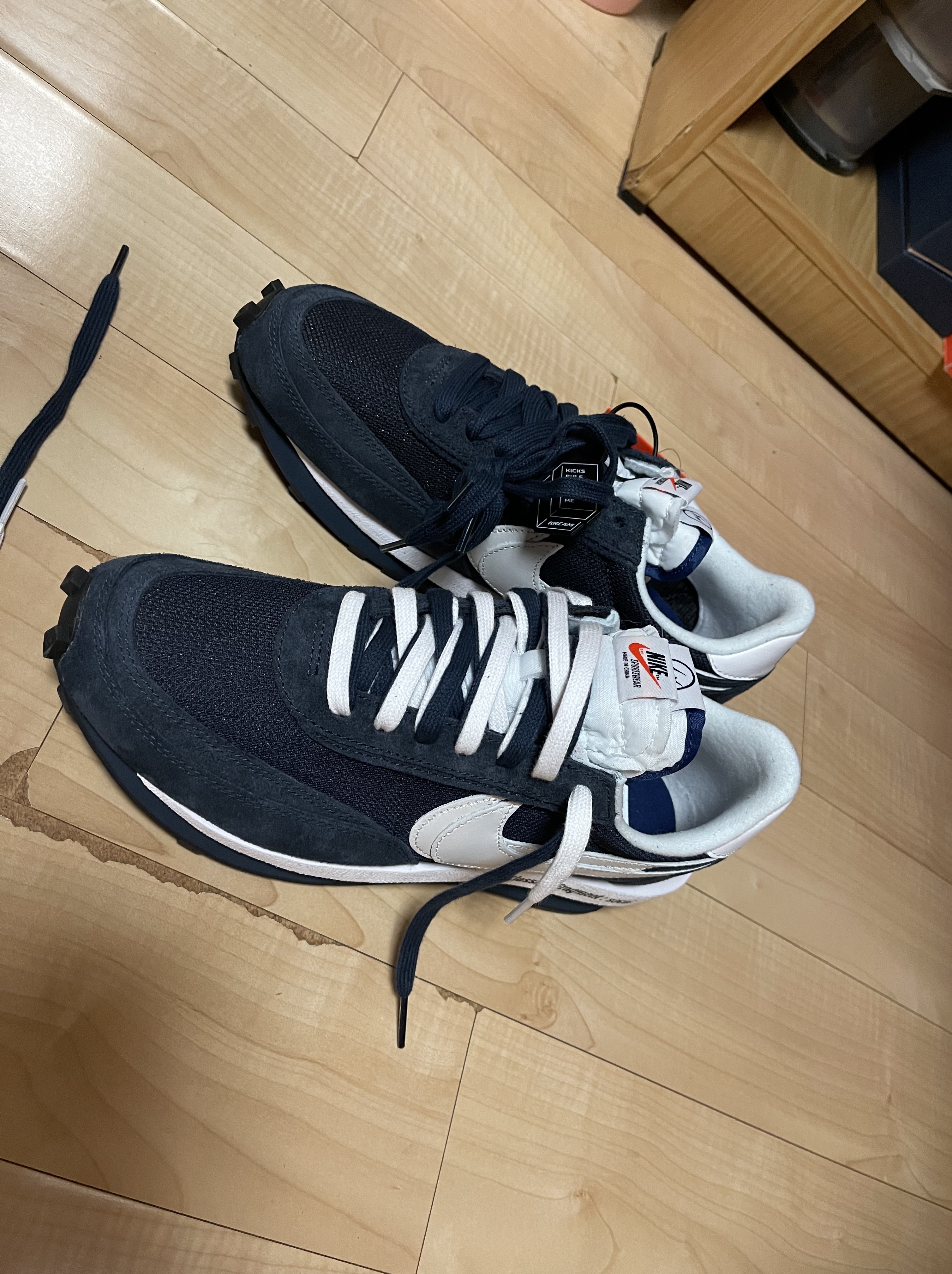 Nike x Sacai x Fragment LDWaffle Blackened Blue 착용 스타일 - 1