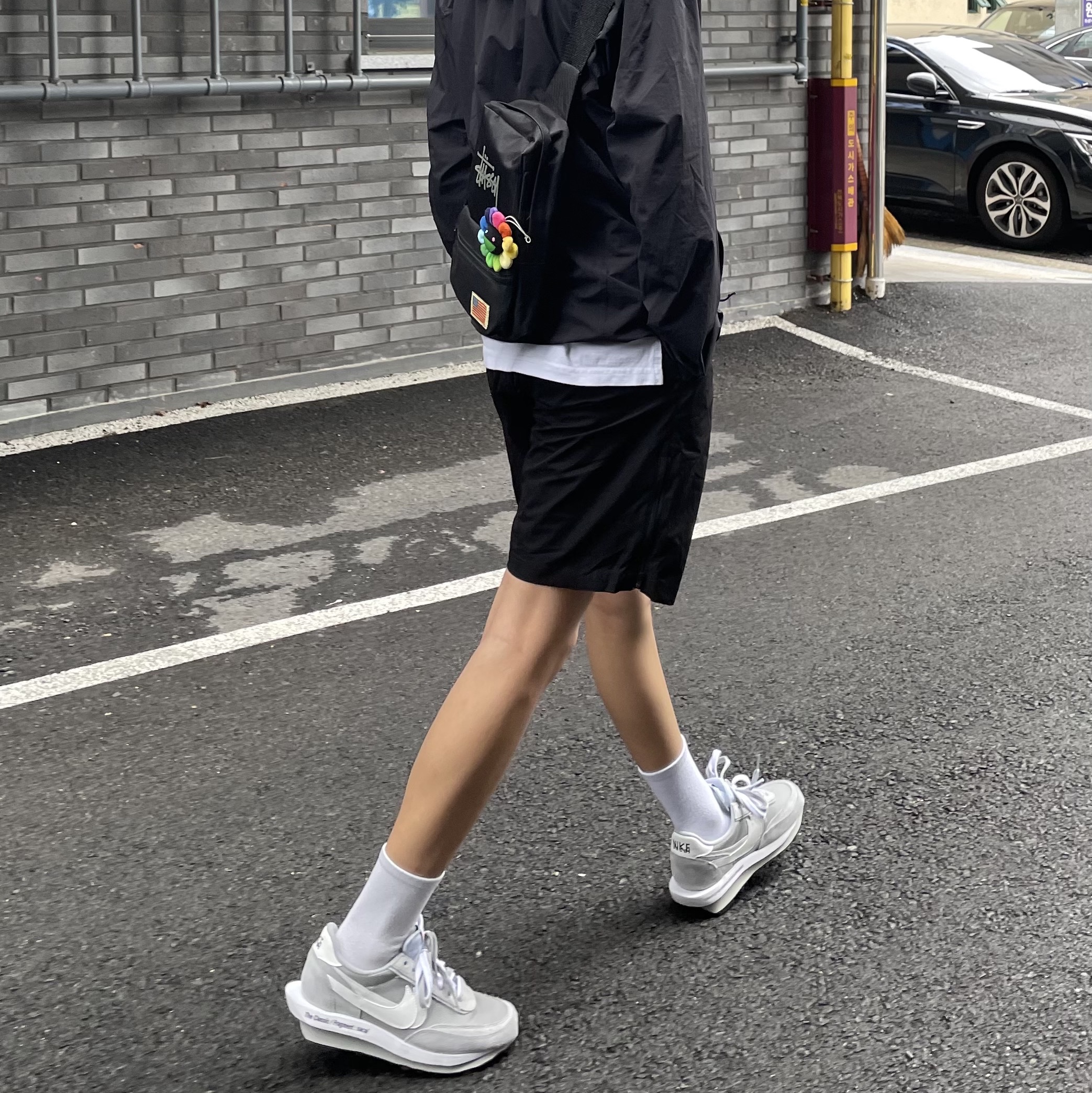 Nike x Sacai x Fragment LDWaffle Light Smoke Grey 착용 스타일