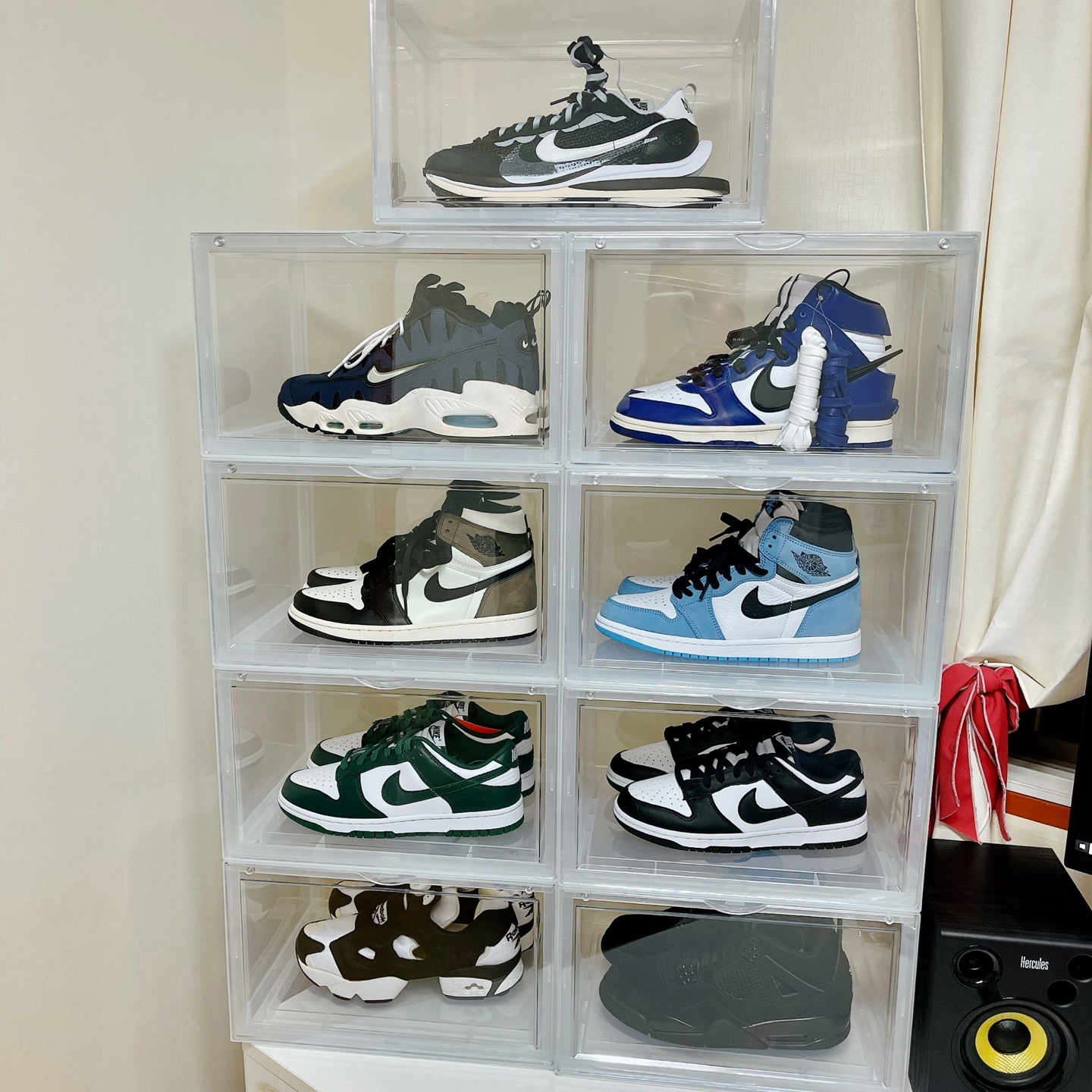 Nike x Sacai VaporWaffle Black White, Nike x Ambush Dunk High Deep Royal Blue 착용 스타일