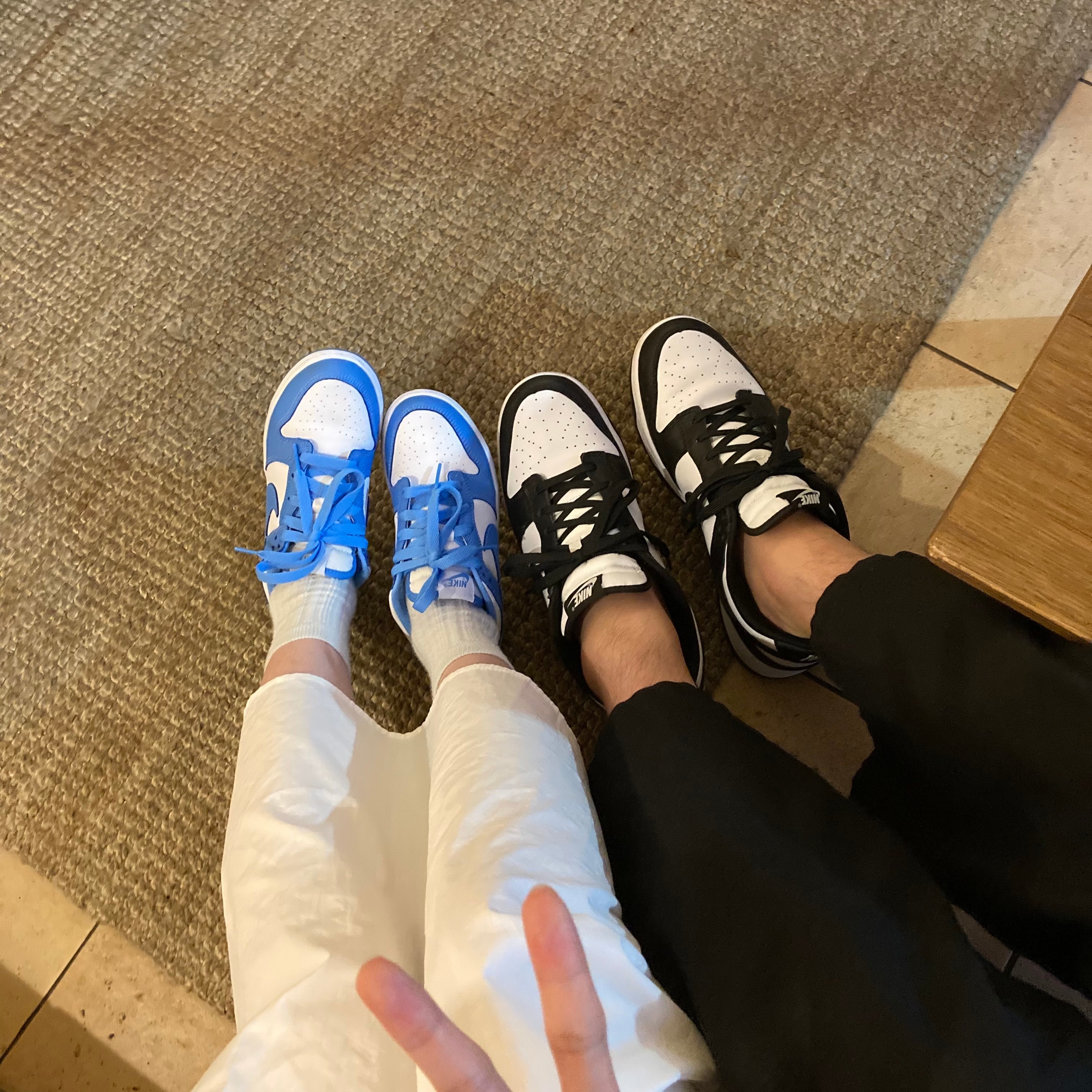 Nike Dunk Low Retro Black, Nike Dunk Low Retro University Blue ์ฐฉ์ฉ ์คํ์ผ