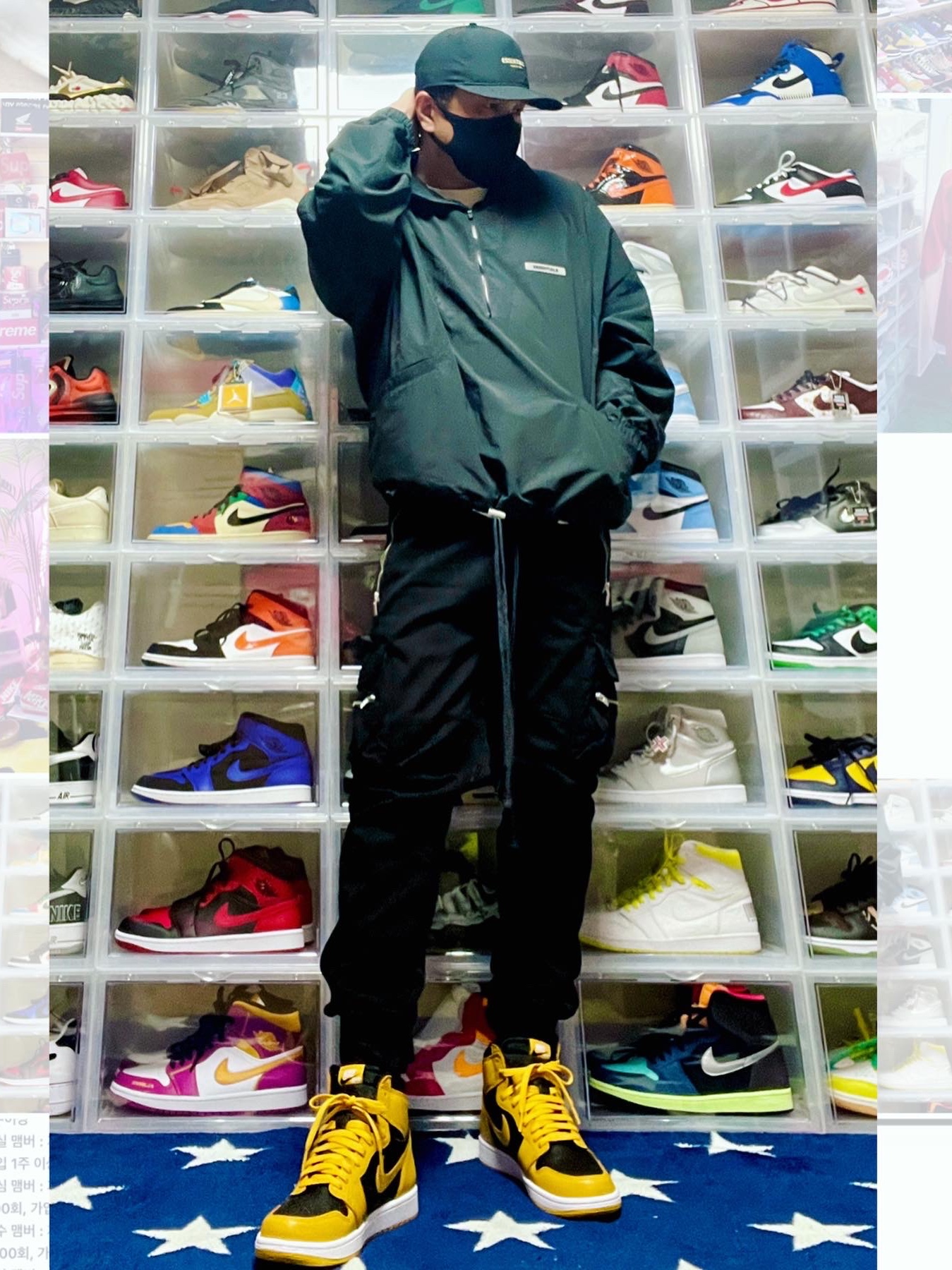 Jordan 1 Retro High OG Pollen, Essentials Track Jacket Black - 20FW 착용 스타일 - 3