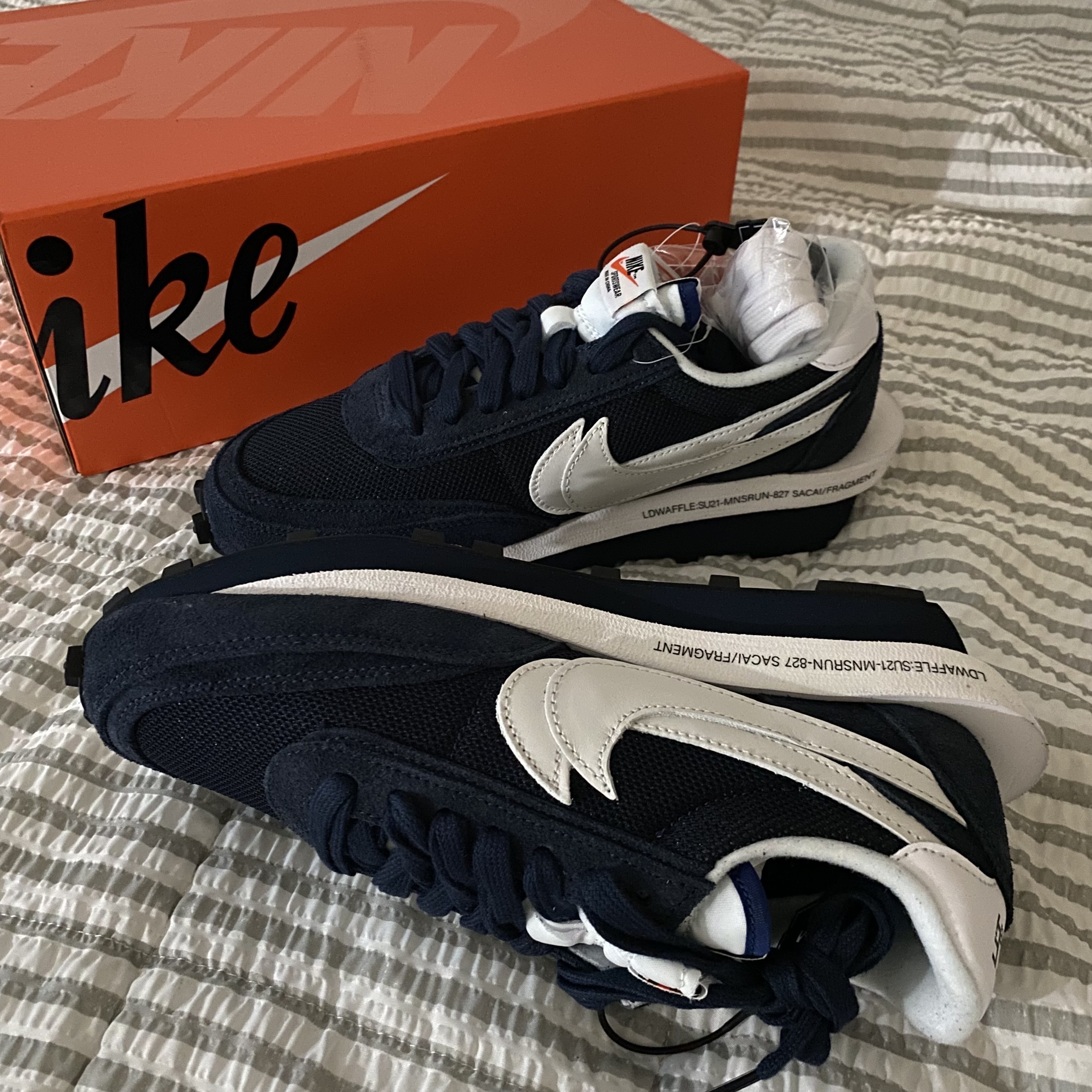 Nike x Sacai x Fragment LDWaffle Blackened Blue 착용 스타일 - 1