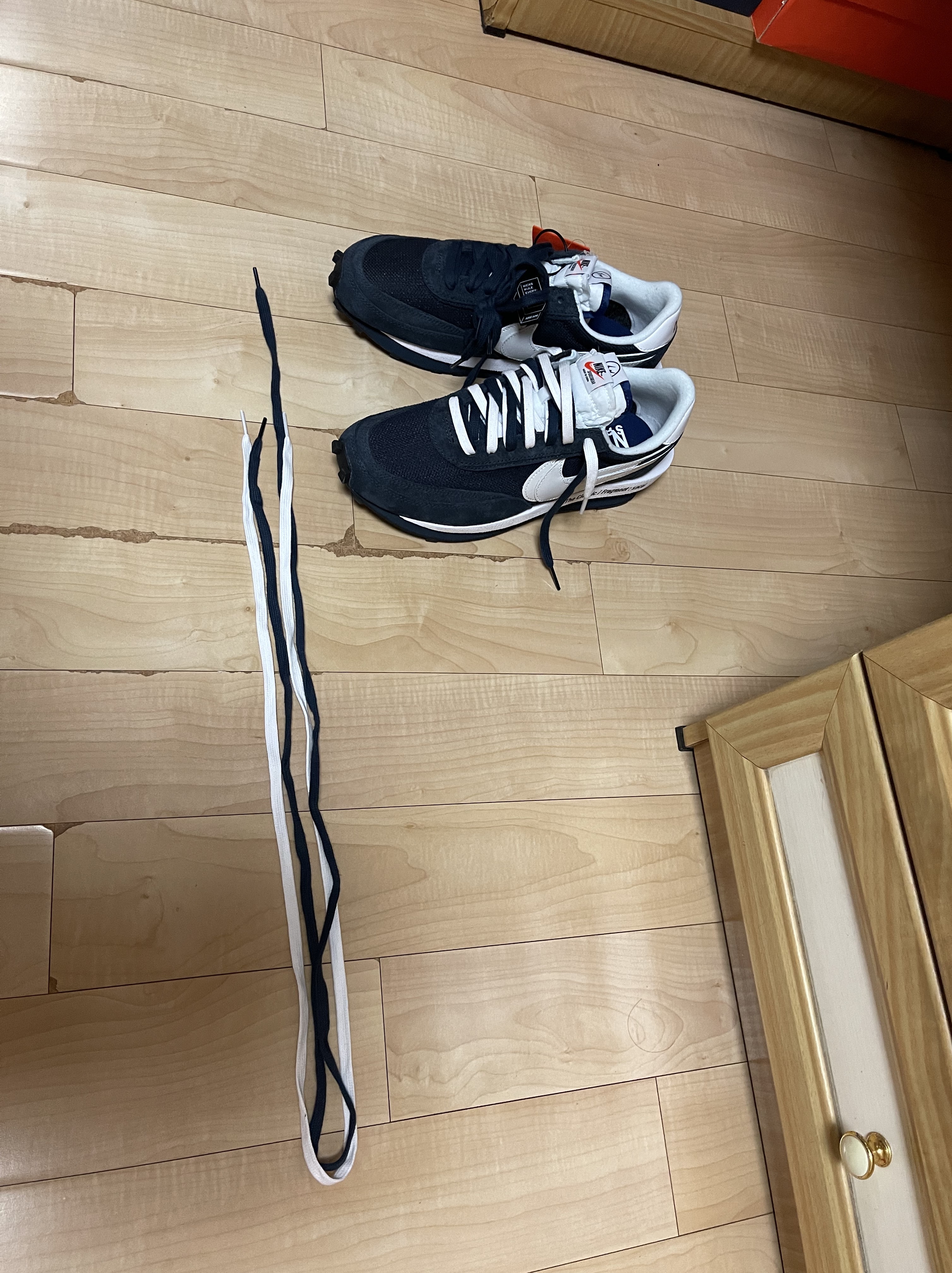 Nike x Sacai x Fragment LDWaffle Blackened Blue 착용 스타일 - 2
