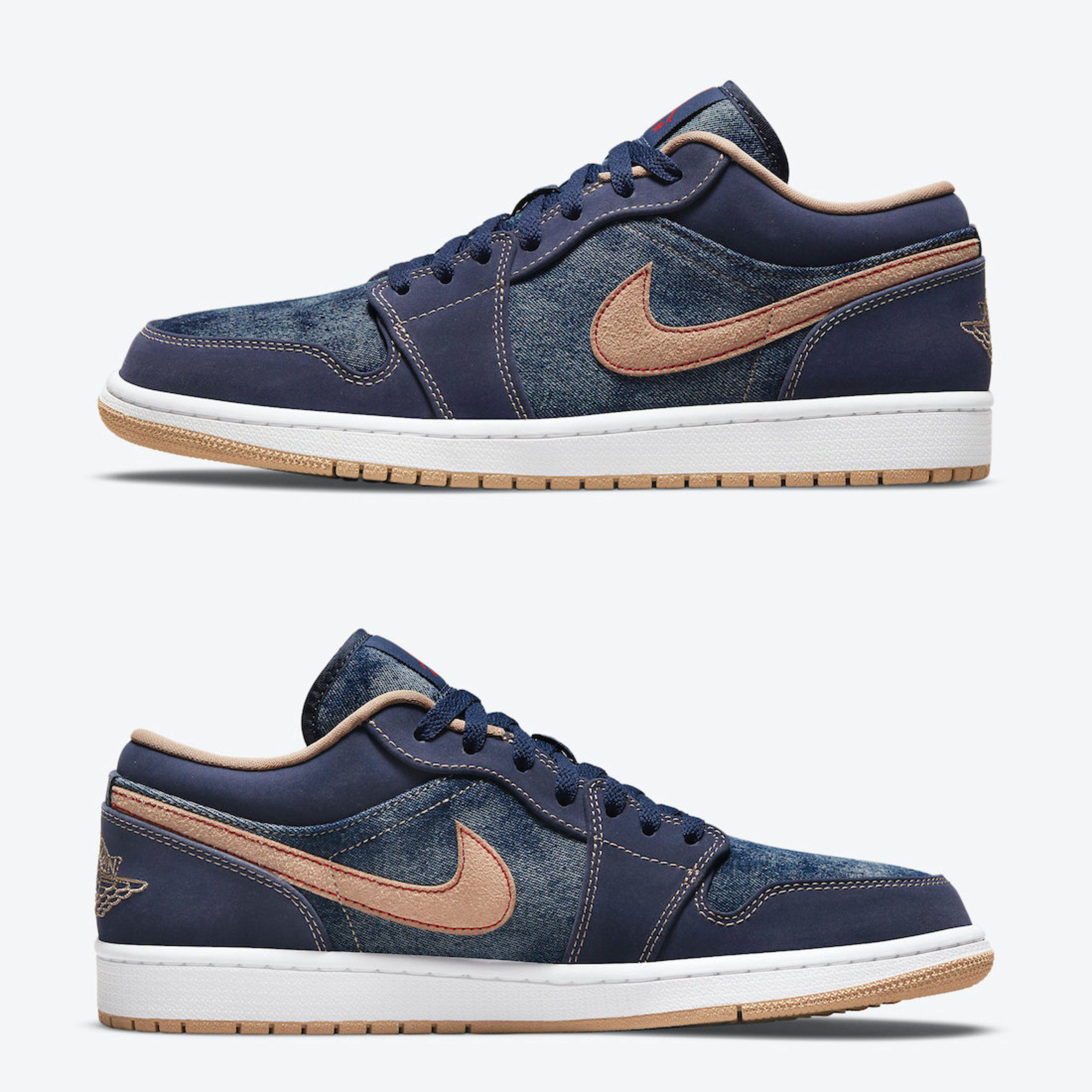 Jordan 1 Low SE Washed Denim, Jordan 4 x Levi's Retro Denim (Levi's Tag) 착용 스타일 - 3