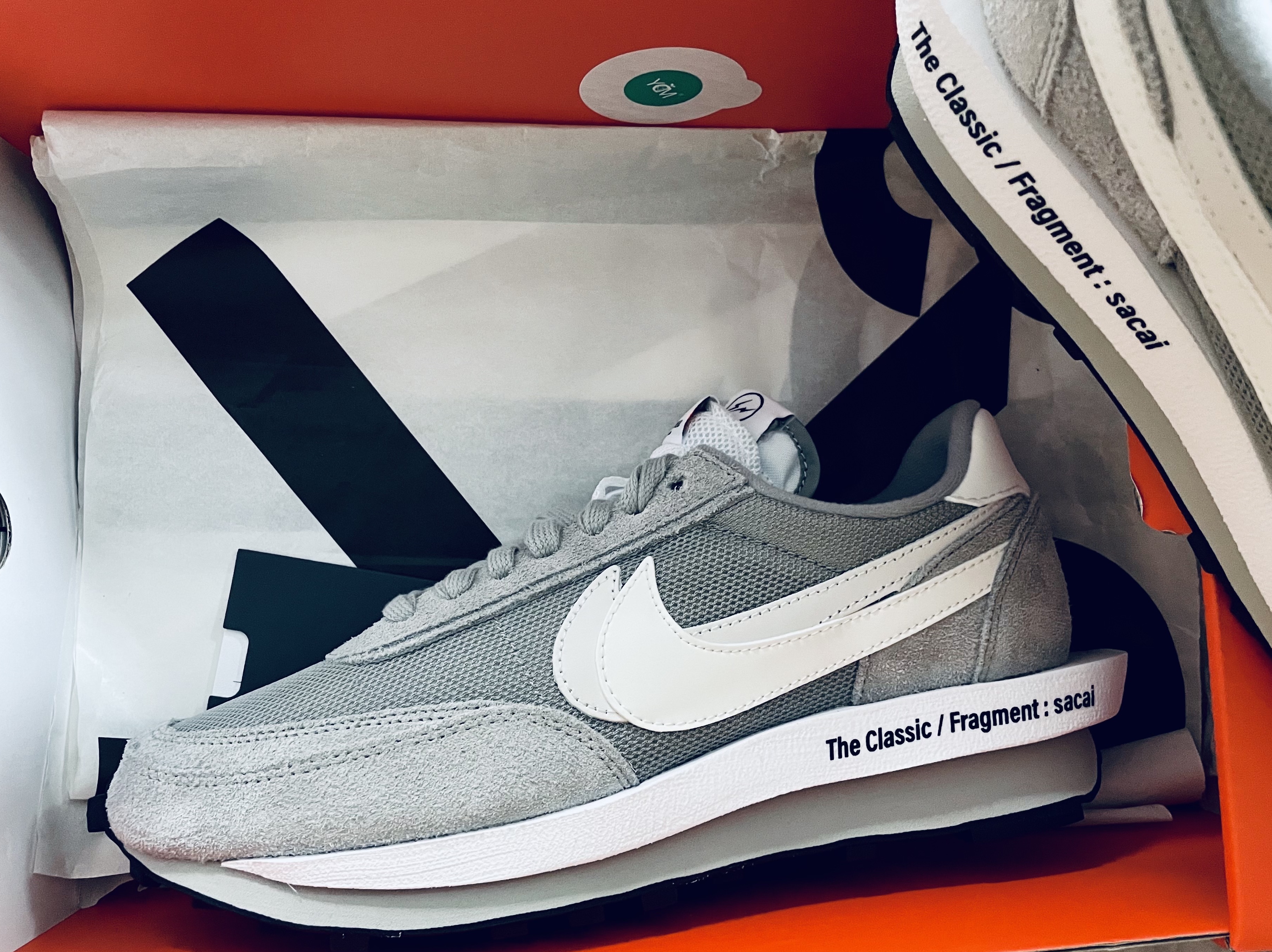 Nike x Sacai x Fragment LDWaffle Light Smoke Grey 착용 스타일 - 4