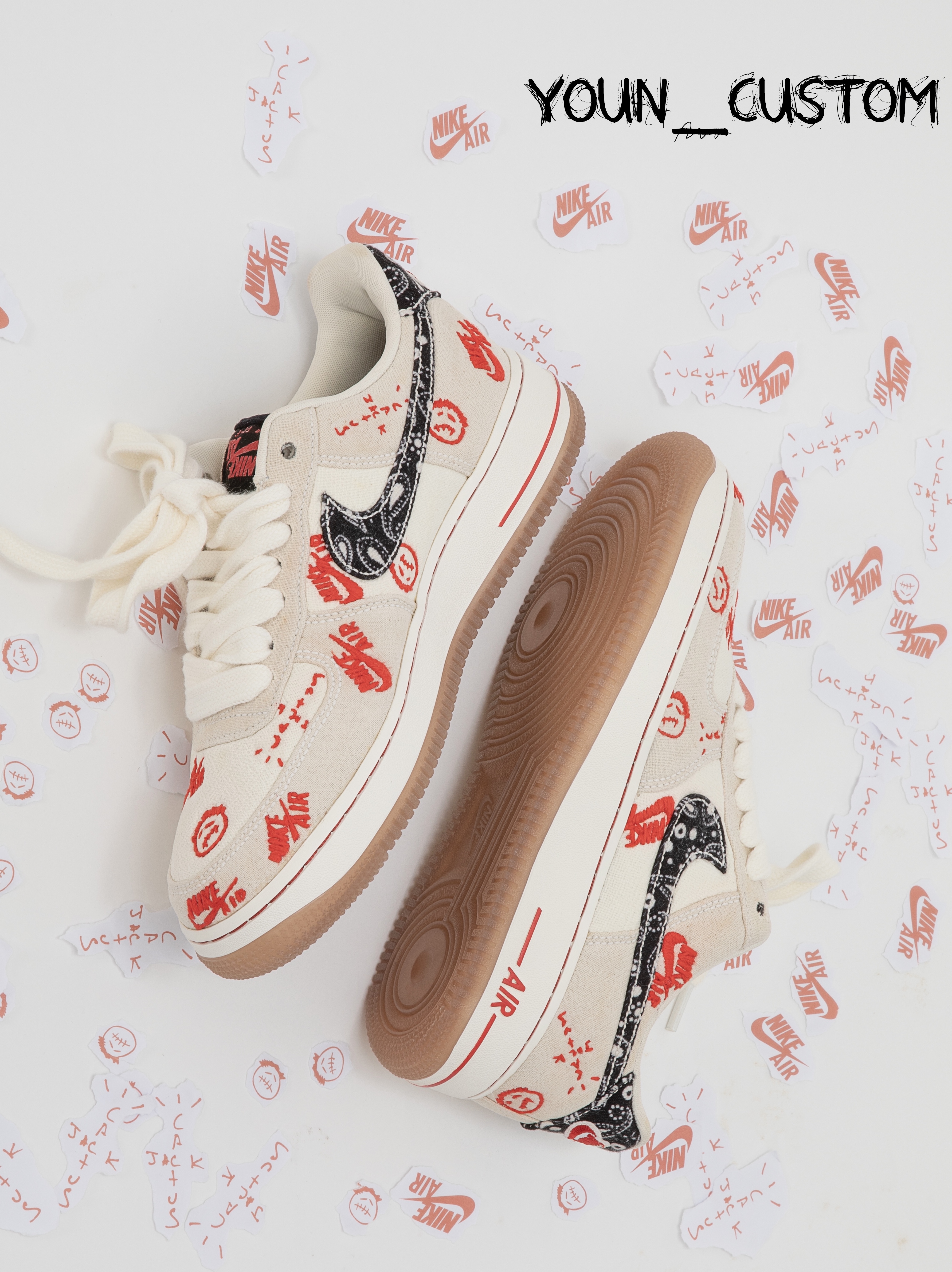 Nike Air Force 1 '07 LV8 Paisley Swoosh 착용 스타일 - 3